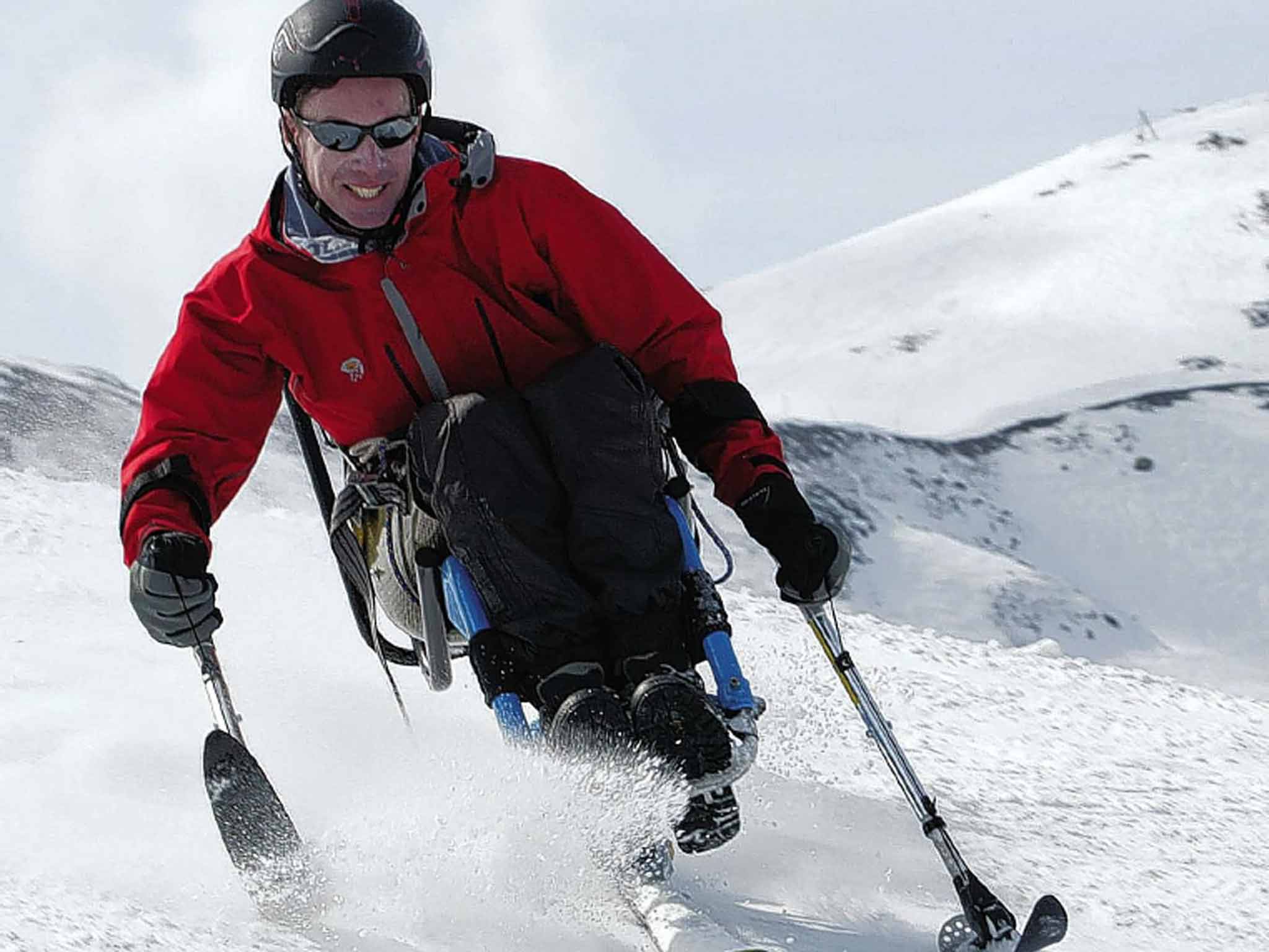 Gardner puts his sit-ski through its paces