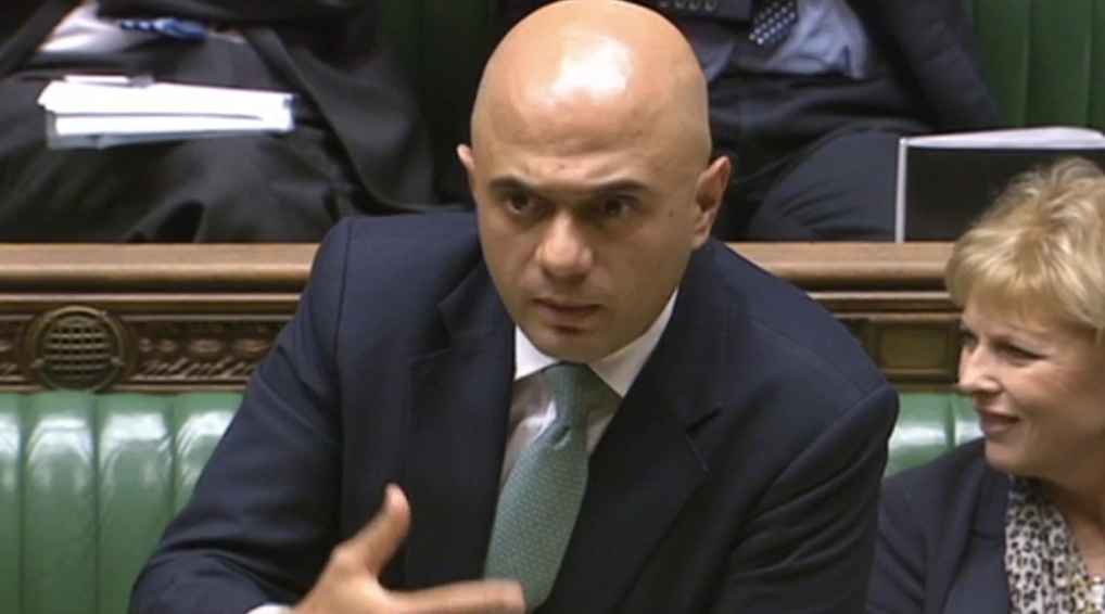 Business secretary Sajid Javid speaking in the House of Commons