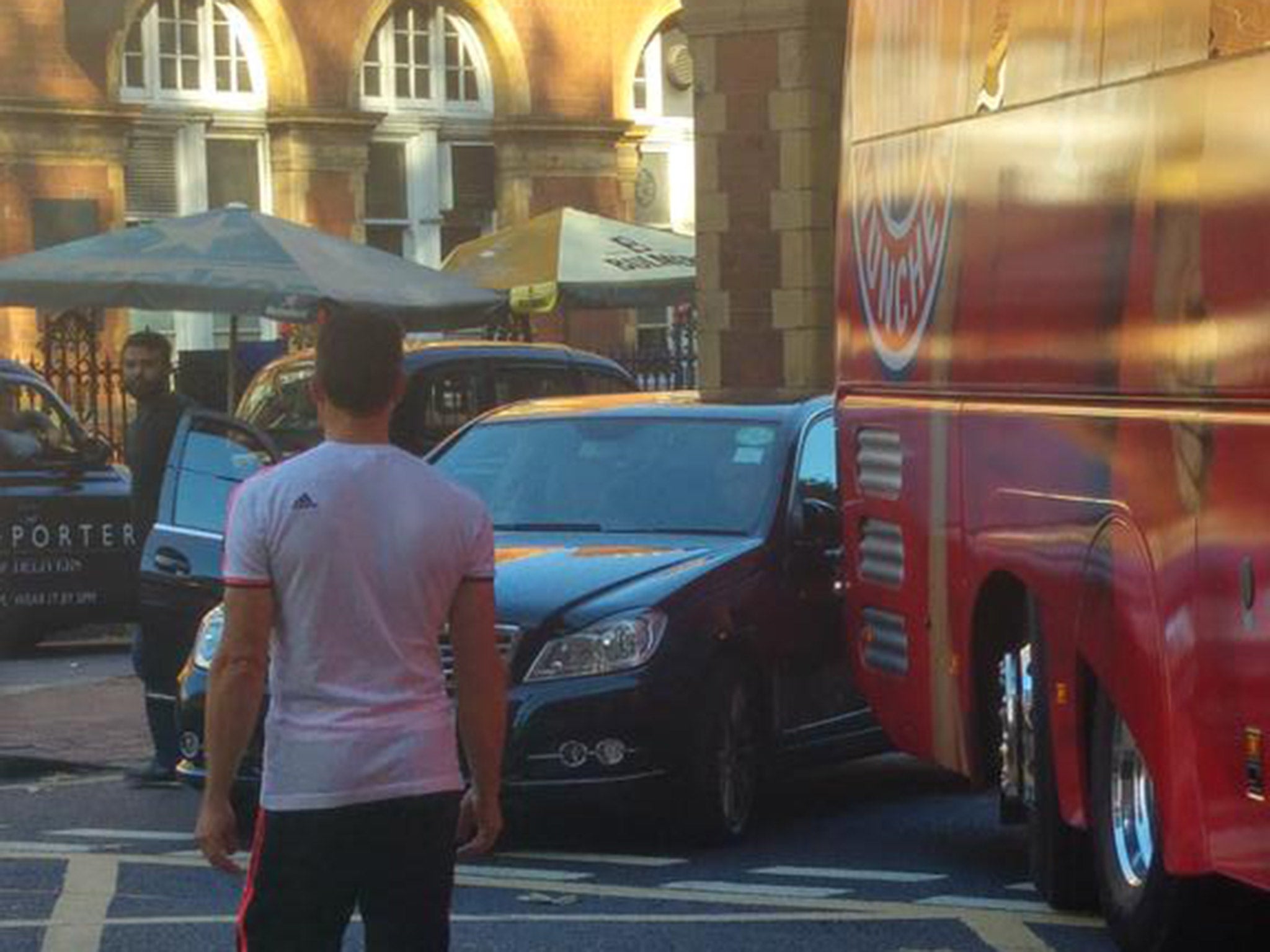 The collision between the Bayern Munich bus and the car