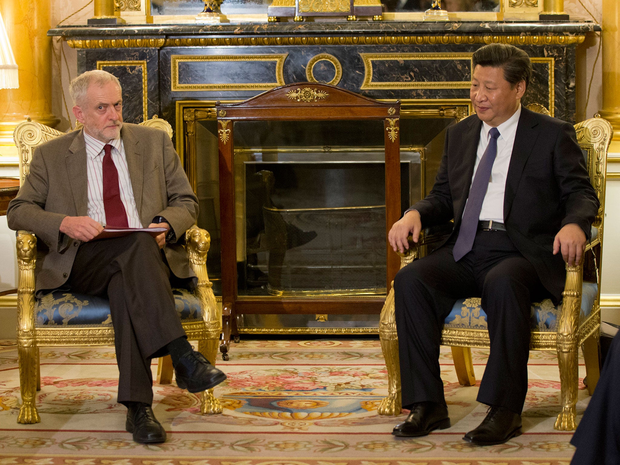 Labour party leader Jeremy Corbyn meets with the China's President, Xi Jinping