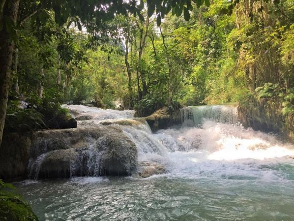 Tat Kuang Si Waterfalls in Luang Prabang, Laos photographed by Drew Goldberg