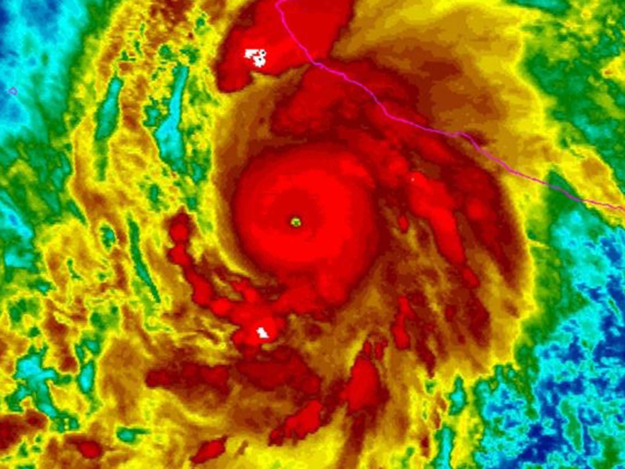 The eye of the storm as it moves towards Mexico's coast, by US National Oceanic and Atmospheric Administration