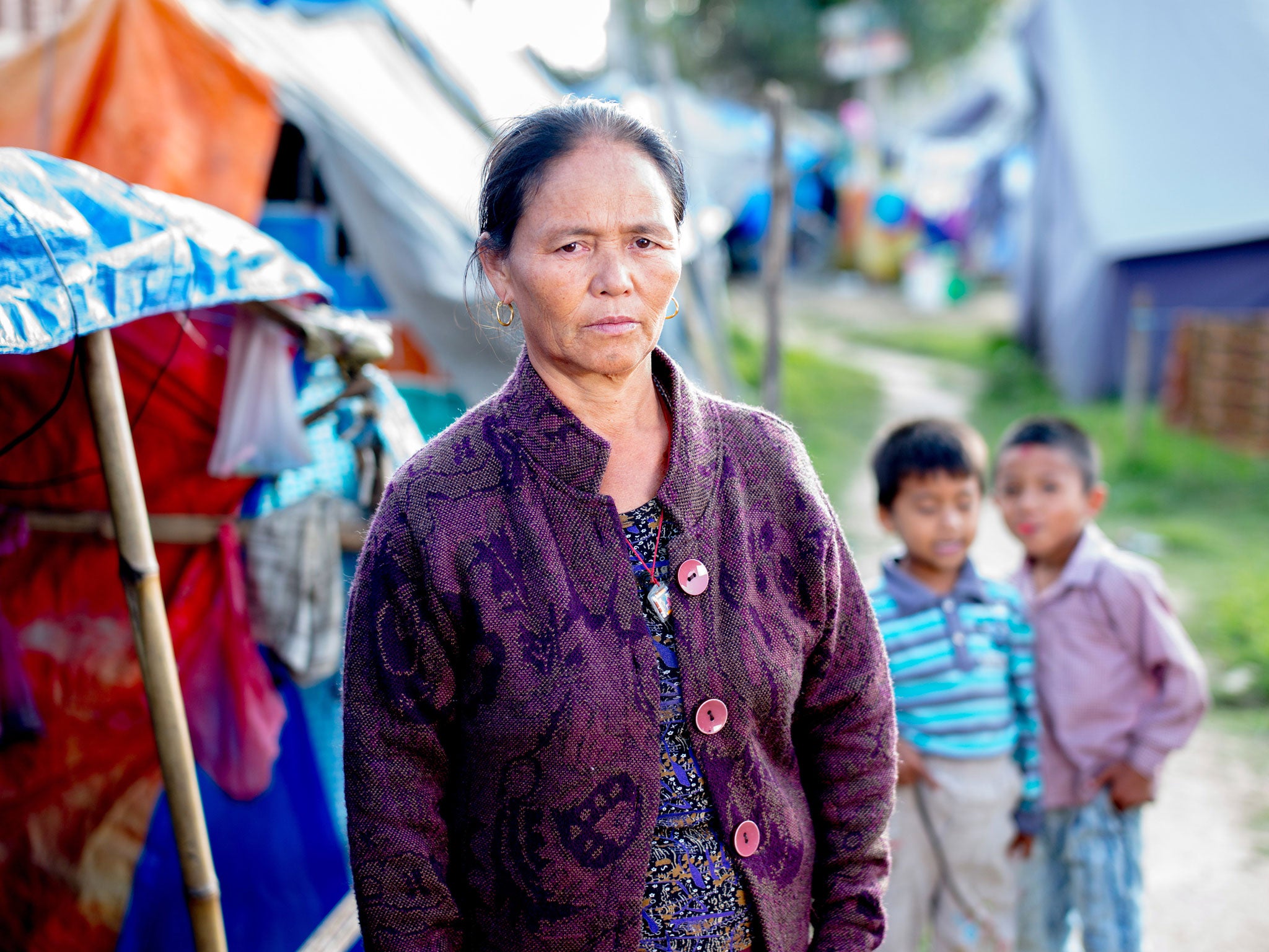 Kaili Maya Sherpa by her tent in the Upper Thali camp