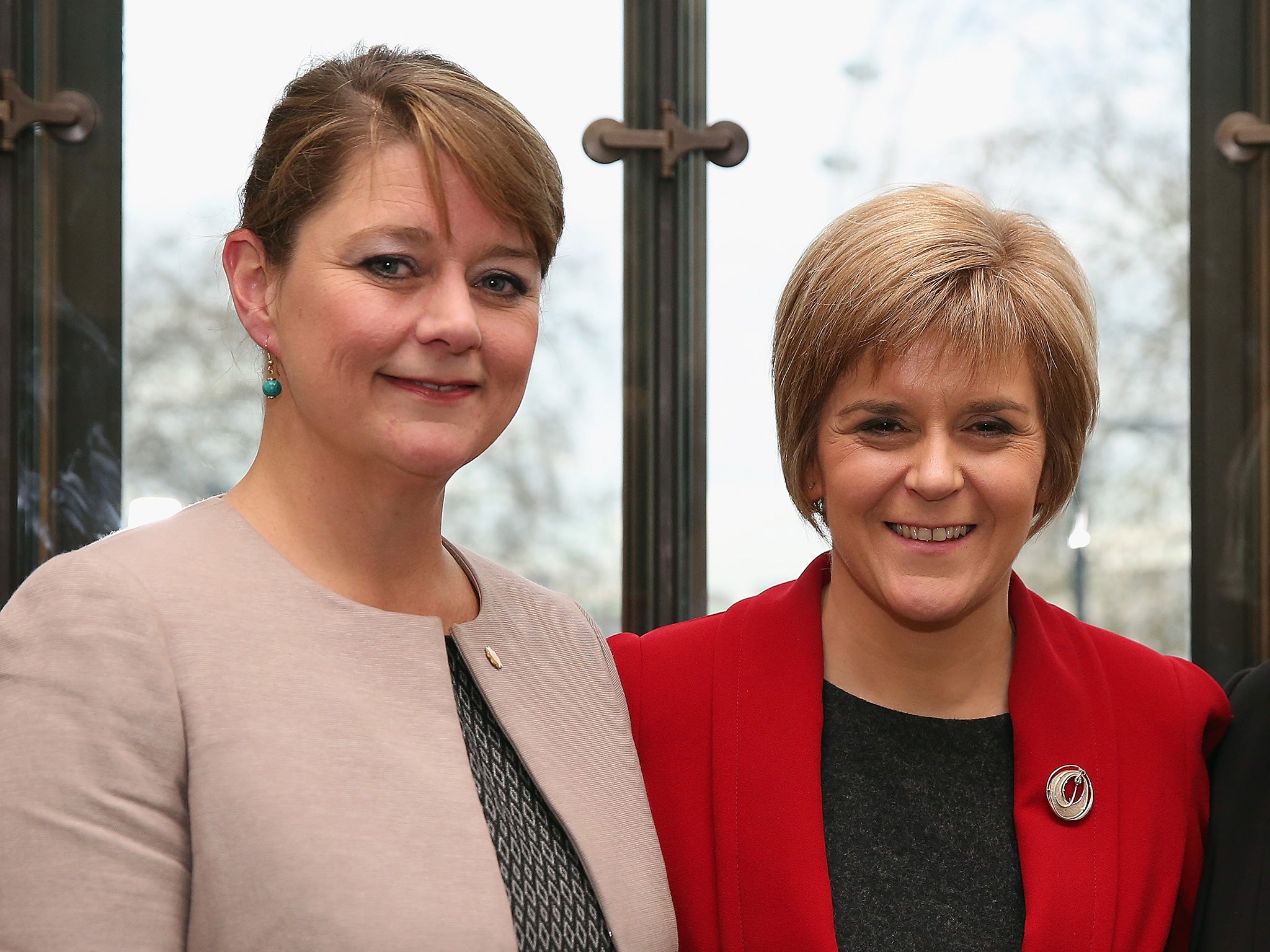 Nicola Sturgeon (right) with Plaid Cymru leader Leanne Wood