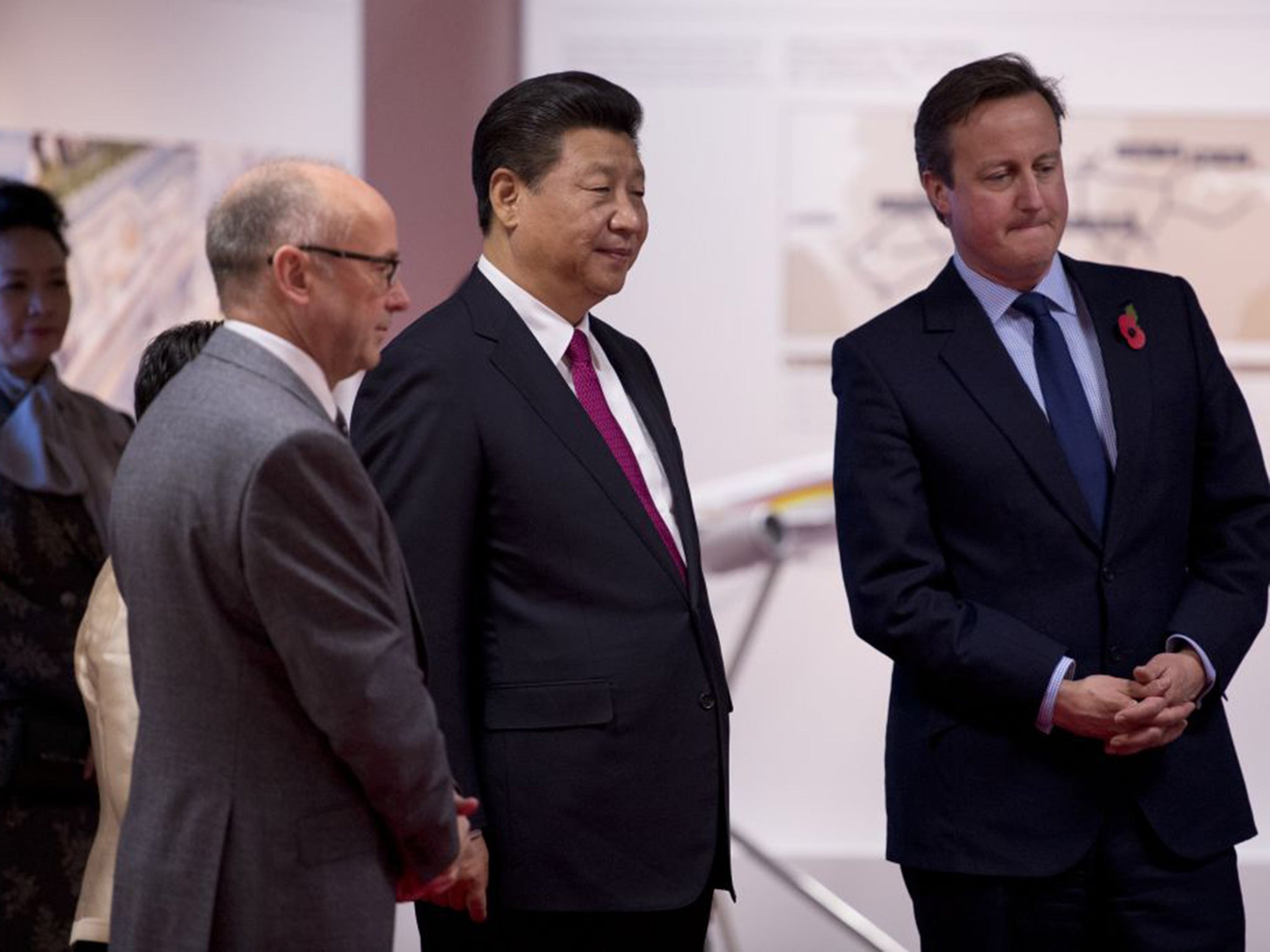 Xi Jinping and British Prime Minister David Cameron at Manchester Airport