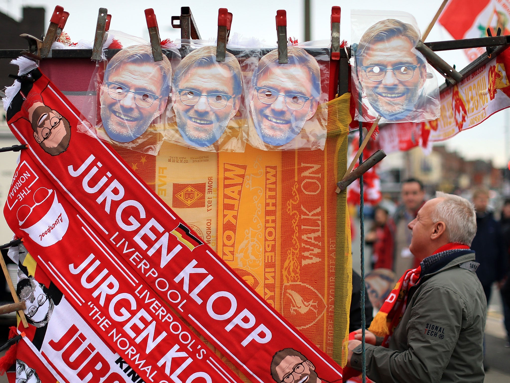 Scarves on sale outside Old Trafford