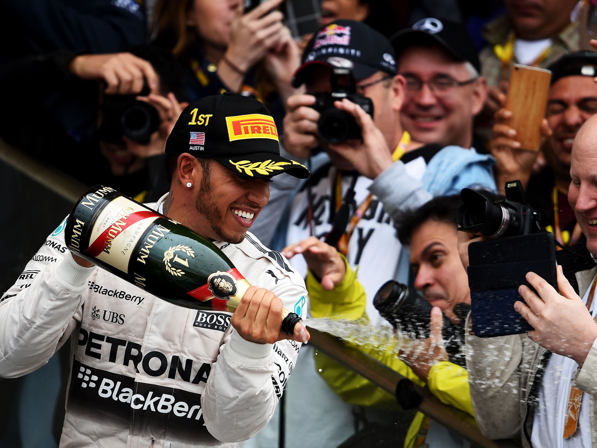 Lewis Hamilton overtakes team-mate Nico Rosberg