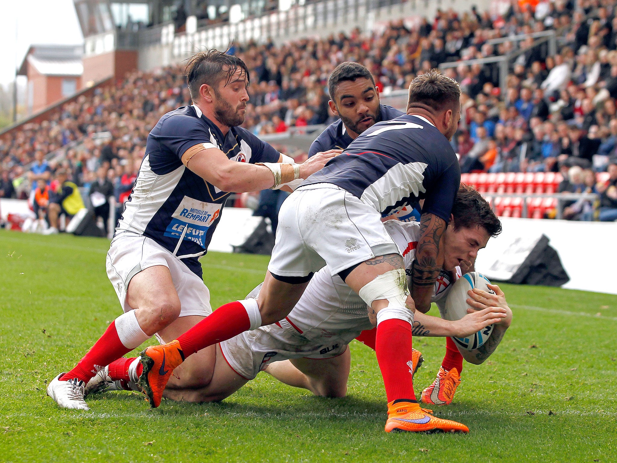 John Bateman powers over for England’s sixth try