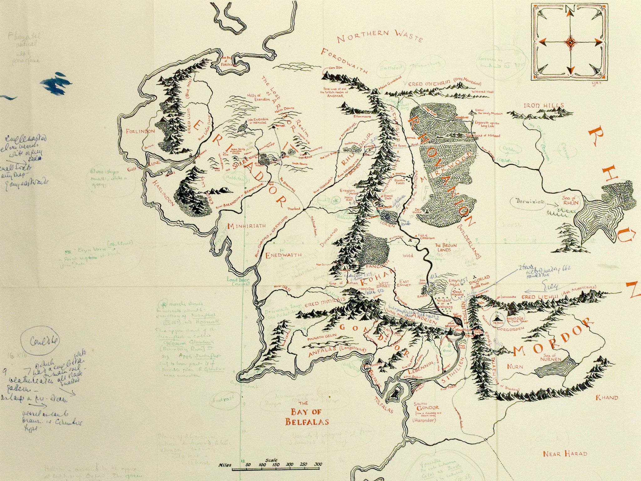 This hand-annotated map was found loose in a copy of The Lord of the Rings