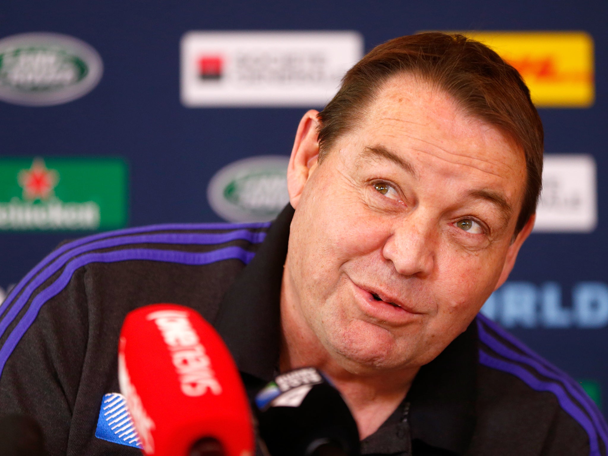 New Zealand coach Steve Hansen speaking during an All Blacks media session on Sunday