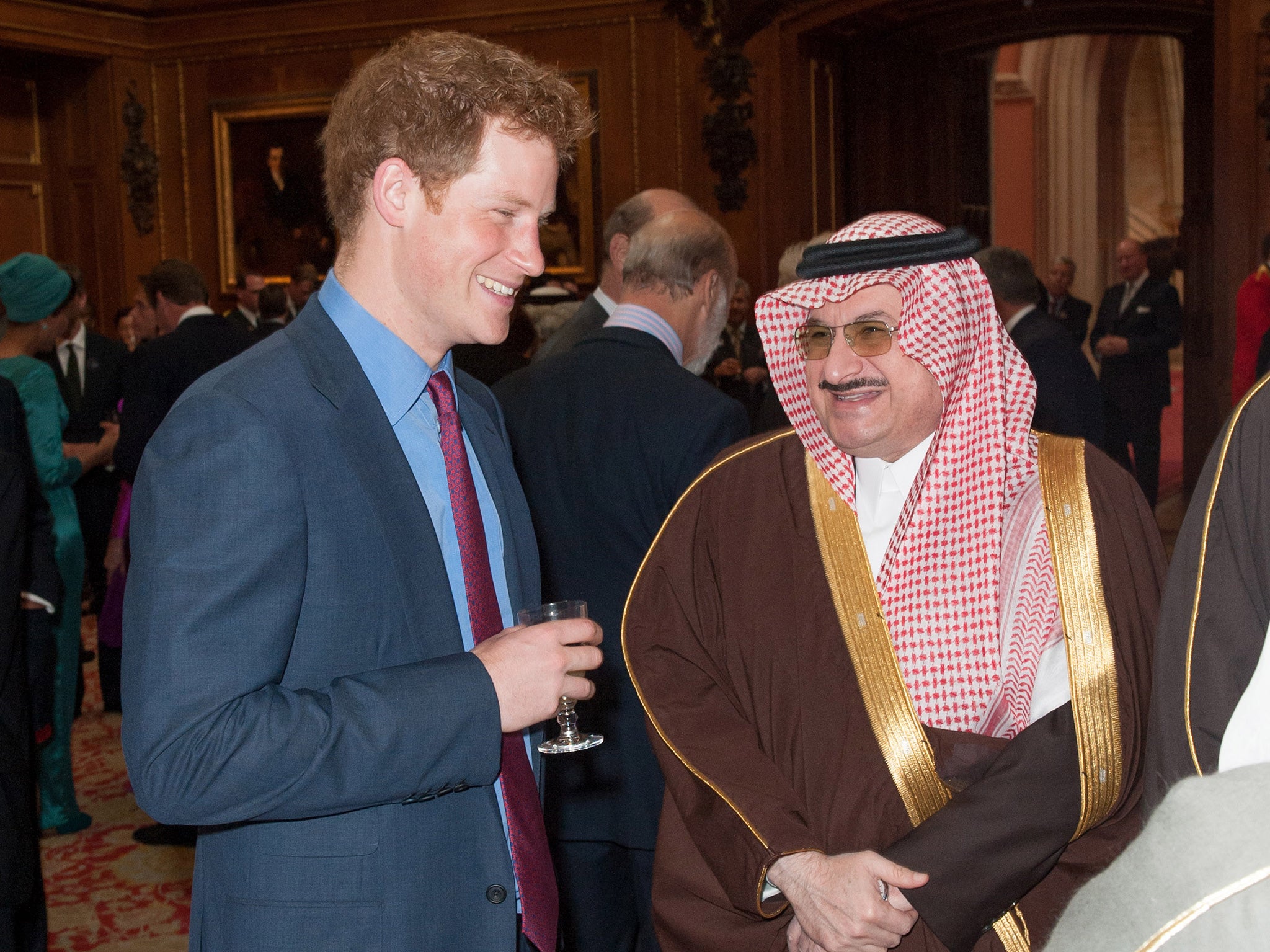 Prince Harry with Prince Mohammed bin Nawaf bin Abdulaziz, Saudi Arabia’s ambassador to Britain, earlier this year