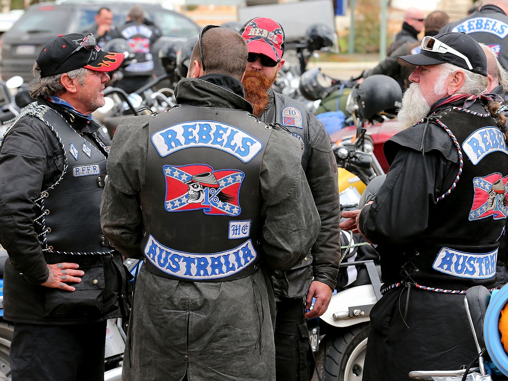 The man (not pictured) is a member of the Rebels Motorcycle Club