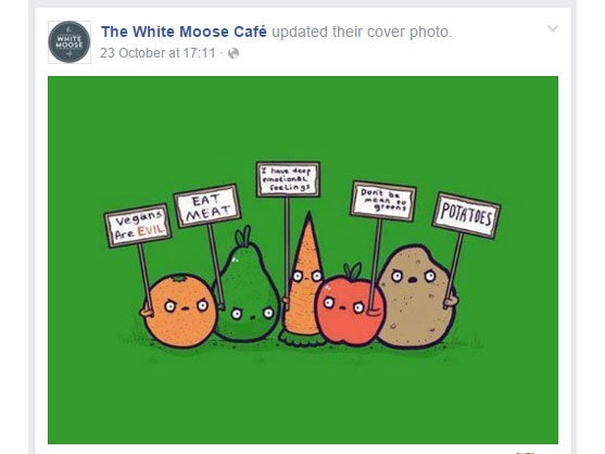 The cafe has been actively winding up the vegan community