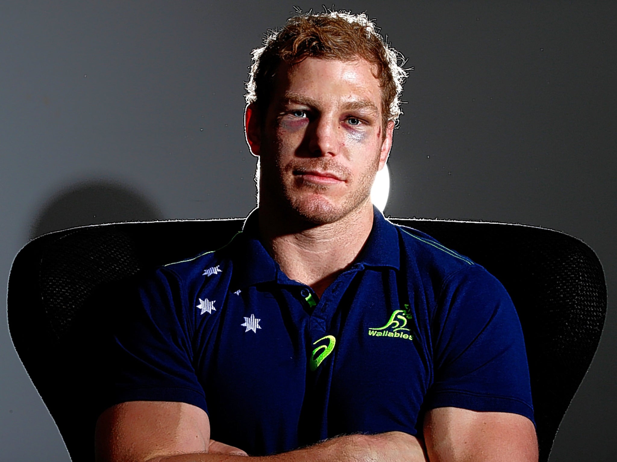 David Pocock sporting the black eyes he picked up in the semi-final win against Argentina