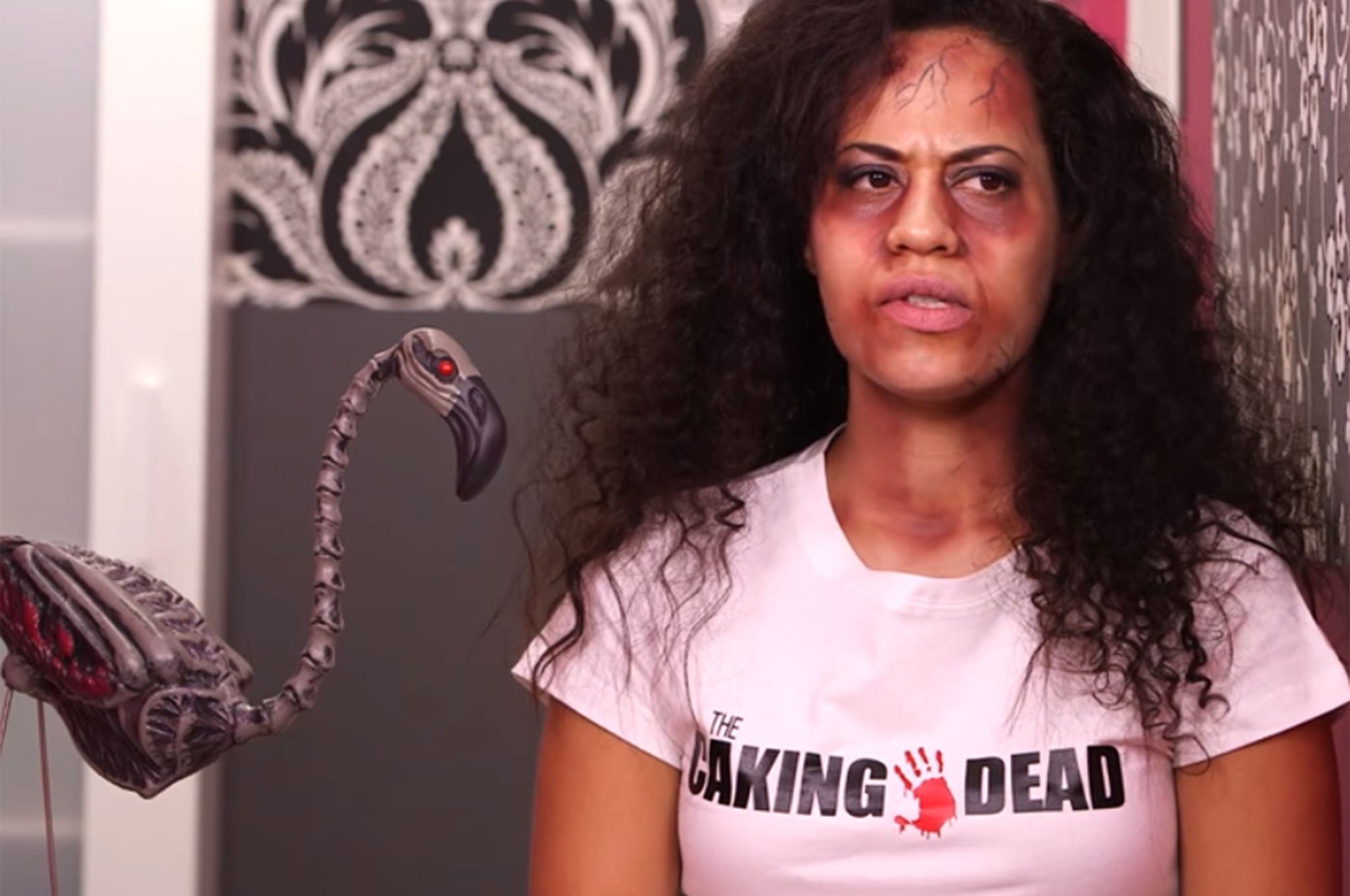 Yolanda dresses up as a zombie for the occassion