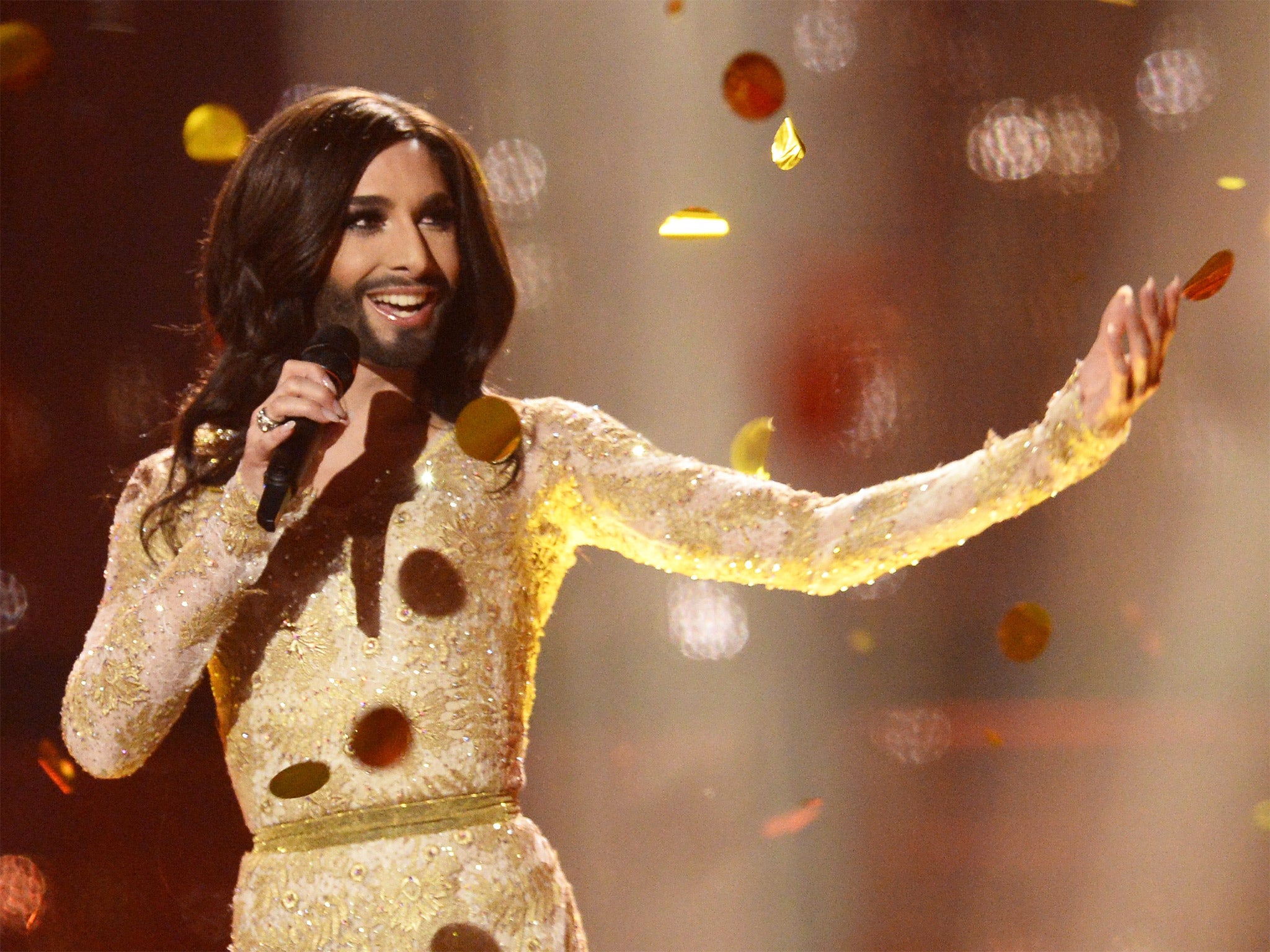 Conchita Wurst representing Austria at last year’s Eurovision Song Contest (Getty Images)