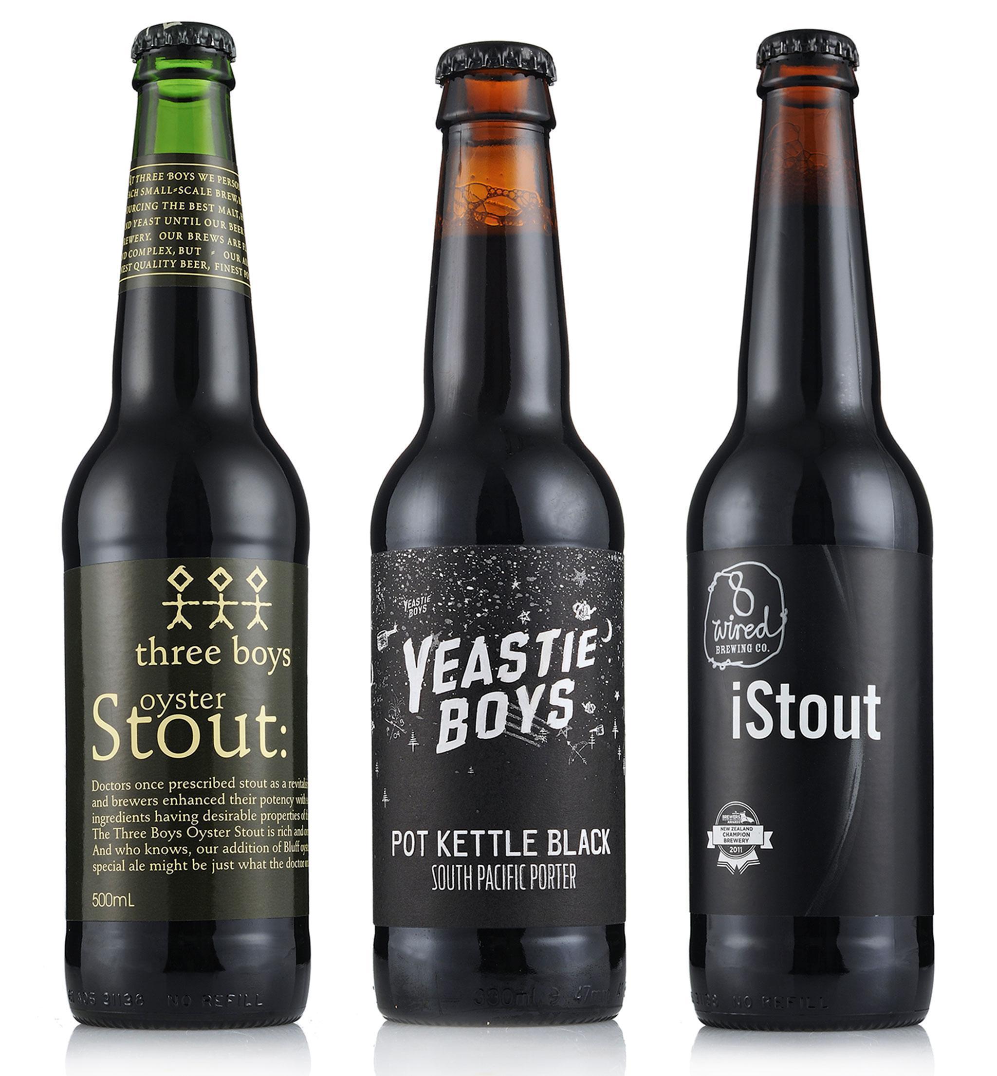 Three to try: Slurp Three Boys Oyster Stout; Yeastie Boys Pot Kettle Black; 8 Wired iStout