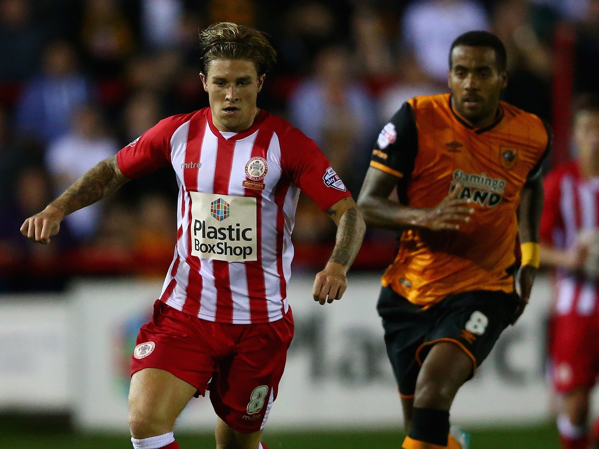 Josh Windass, left, has scored seven goals for Accrington this season