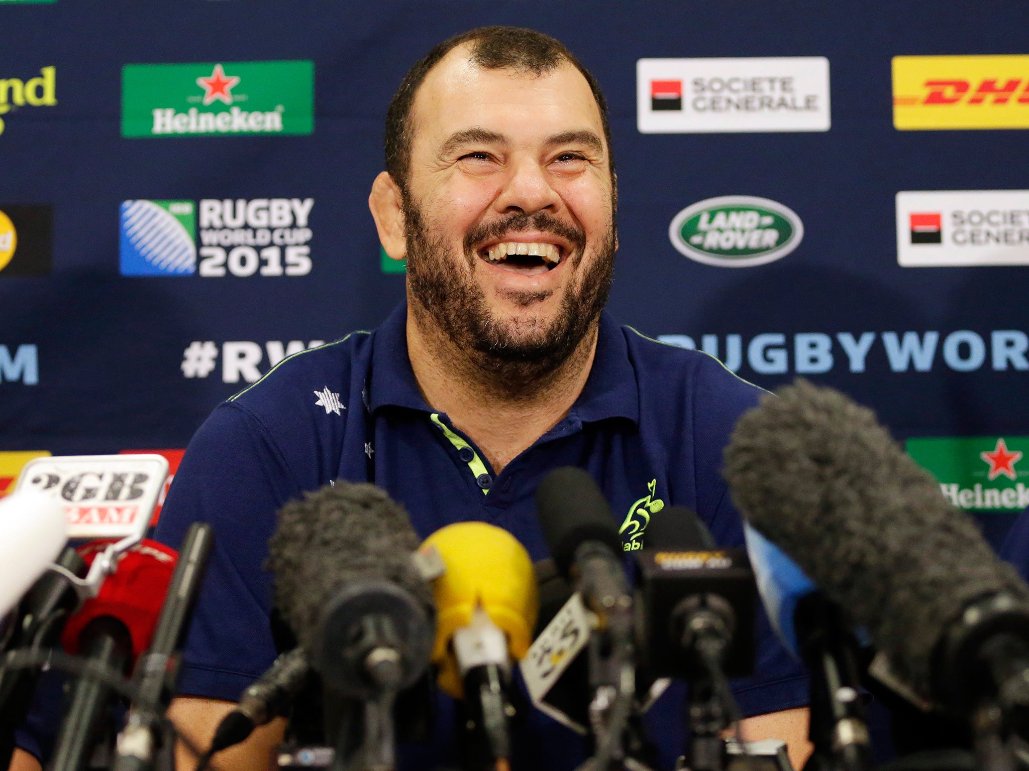 The Australia coach, Michael Cheika, displays the sanguine outlook he has shown throughout the tournament