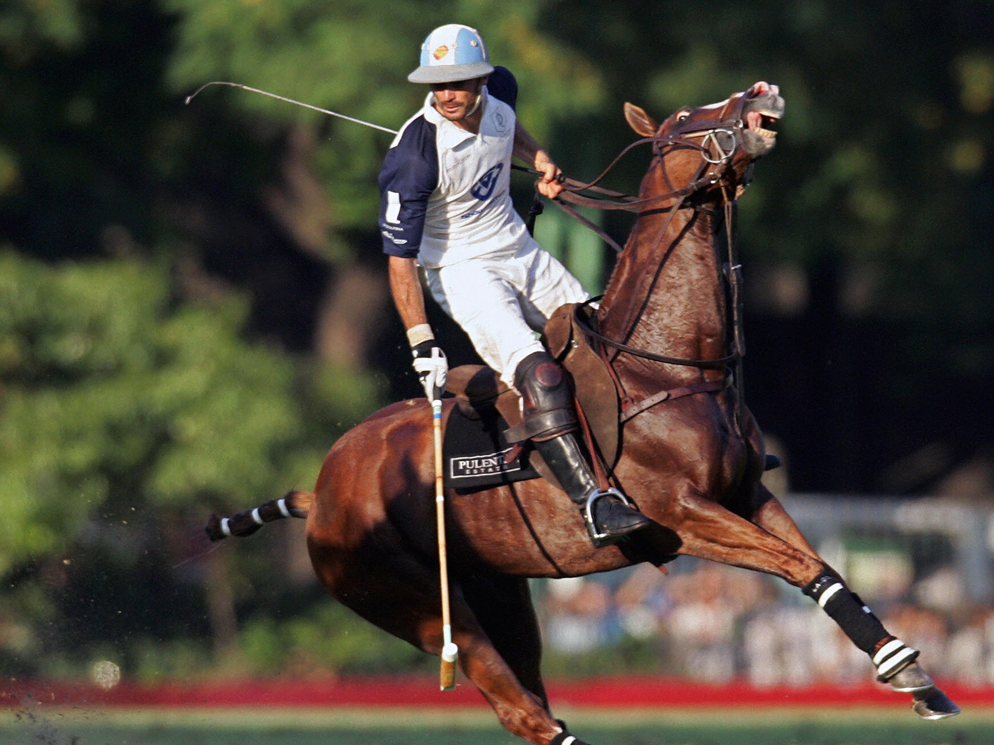 Adolfo Cambiaso of La Dolfina controls the ball at Palermo's polo stadium in Buenos Aires