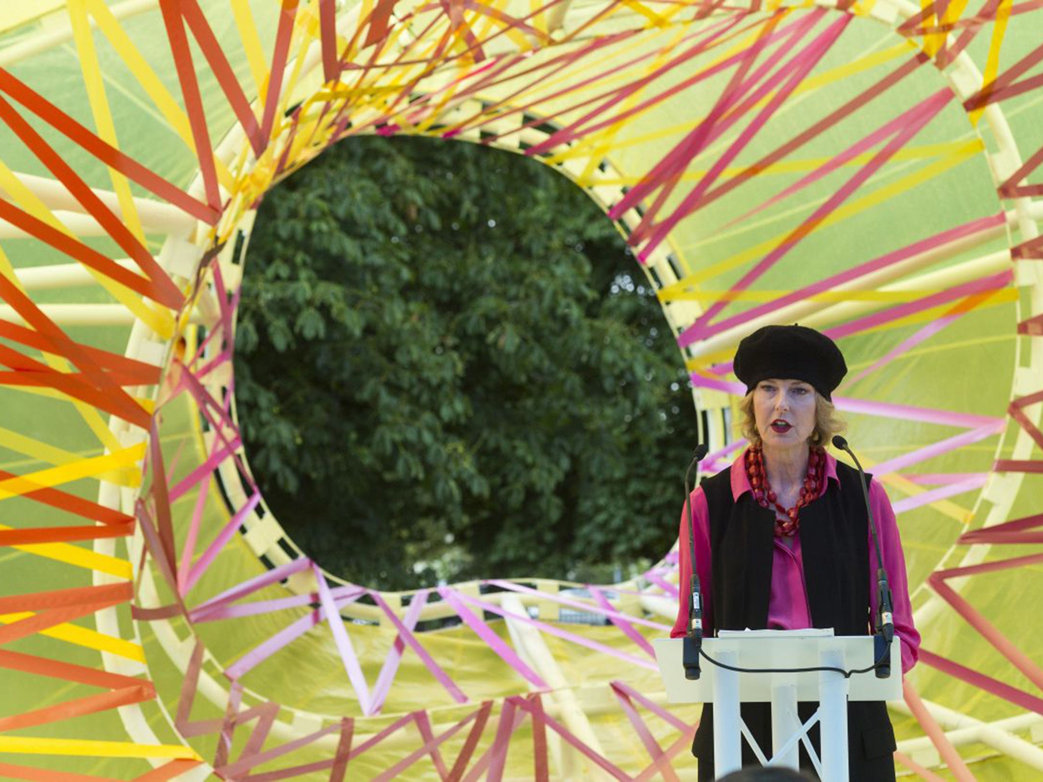 Julia Peyton-Jones inside this year’s Serpentine Pavilion designed by SelgasCano