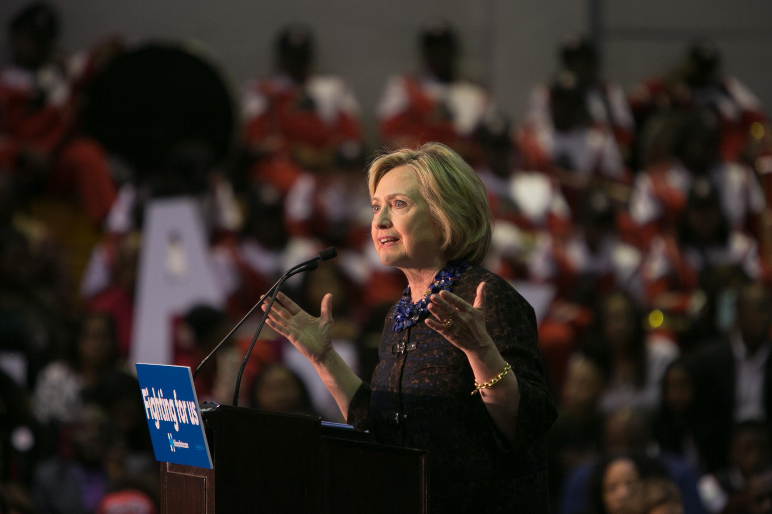 Hillary Clinton speaks to supporters in Atlanta.