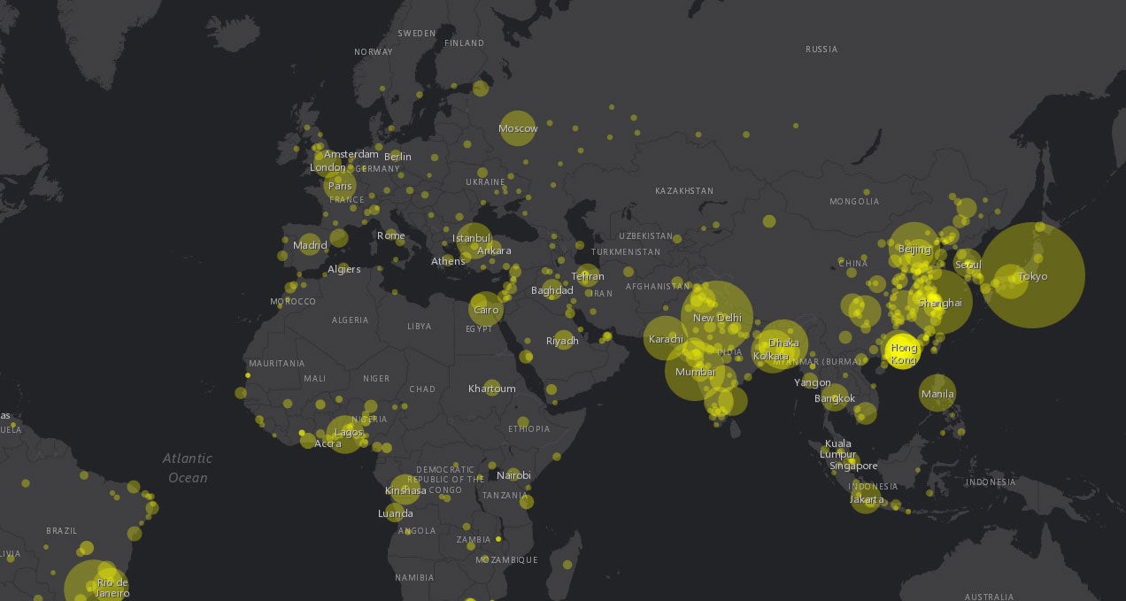 The largest urban areas in the world Esri UK