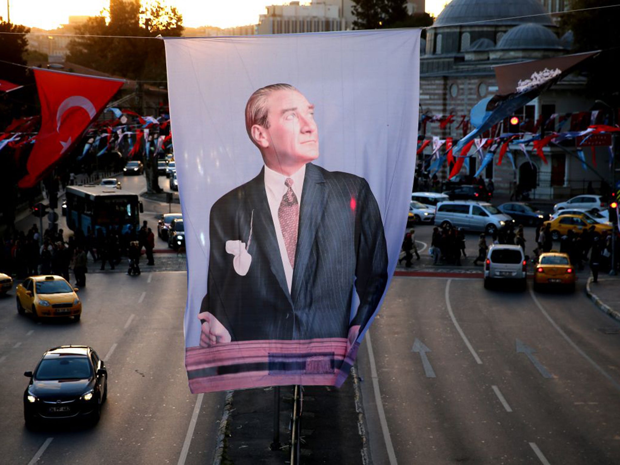 Mustafa Kemal Ataturk, founder of the republic, in Besiktas Square, Istanbul