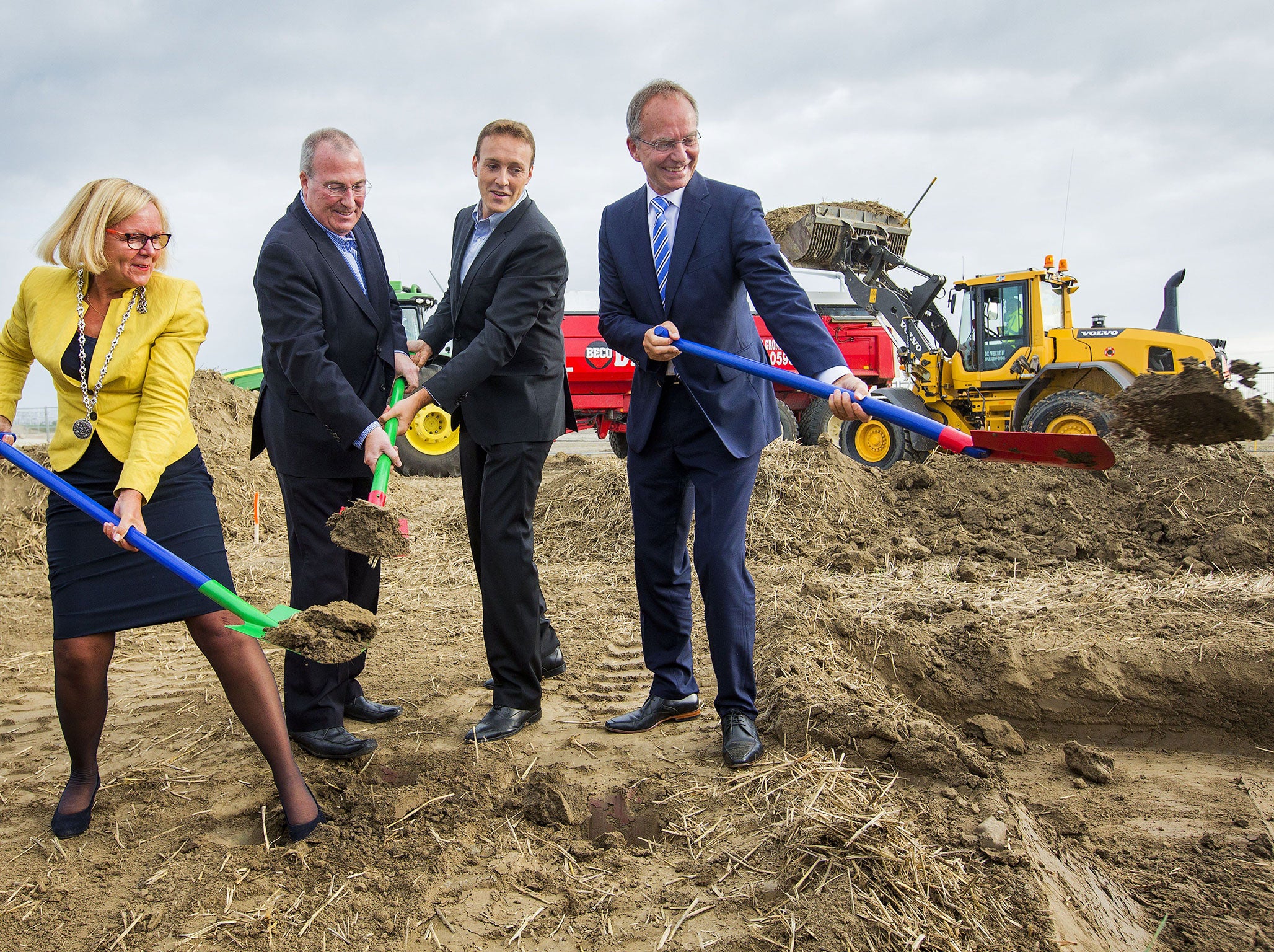 Googlers pose at a building site in the Netherlands, where the company is building a huge new data centre — much of which will be powered by the work of George Boole