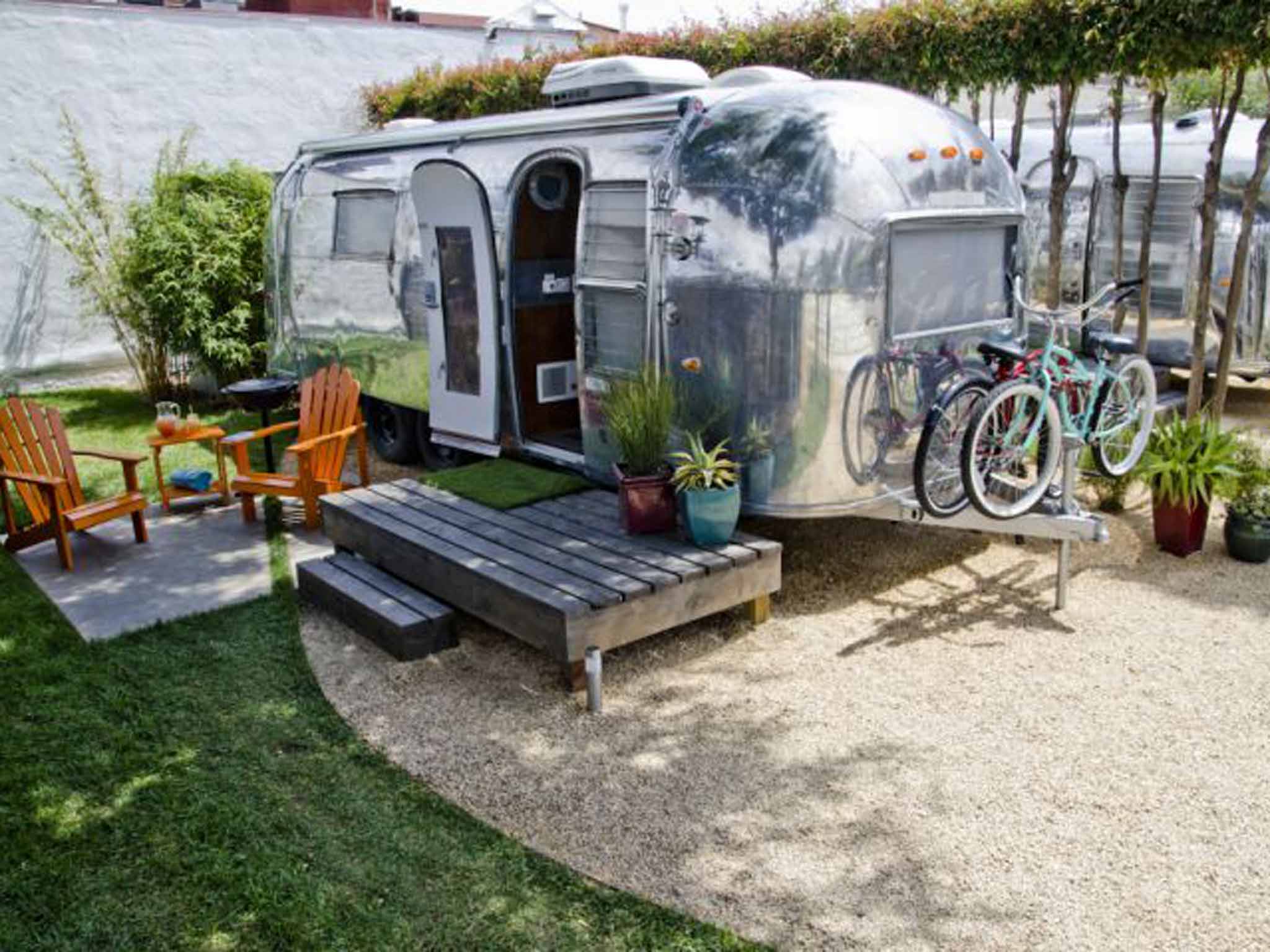 One of the five Airstreams