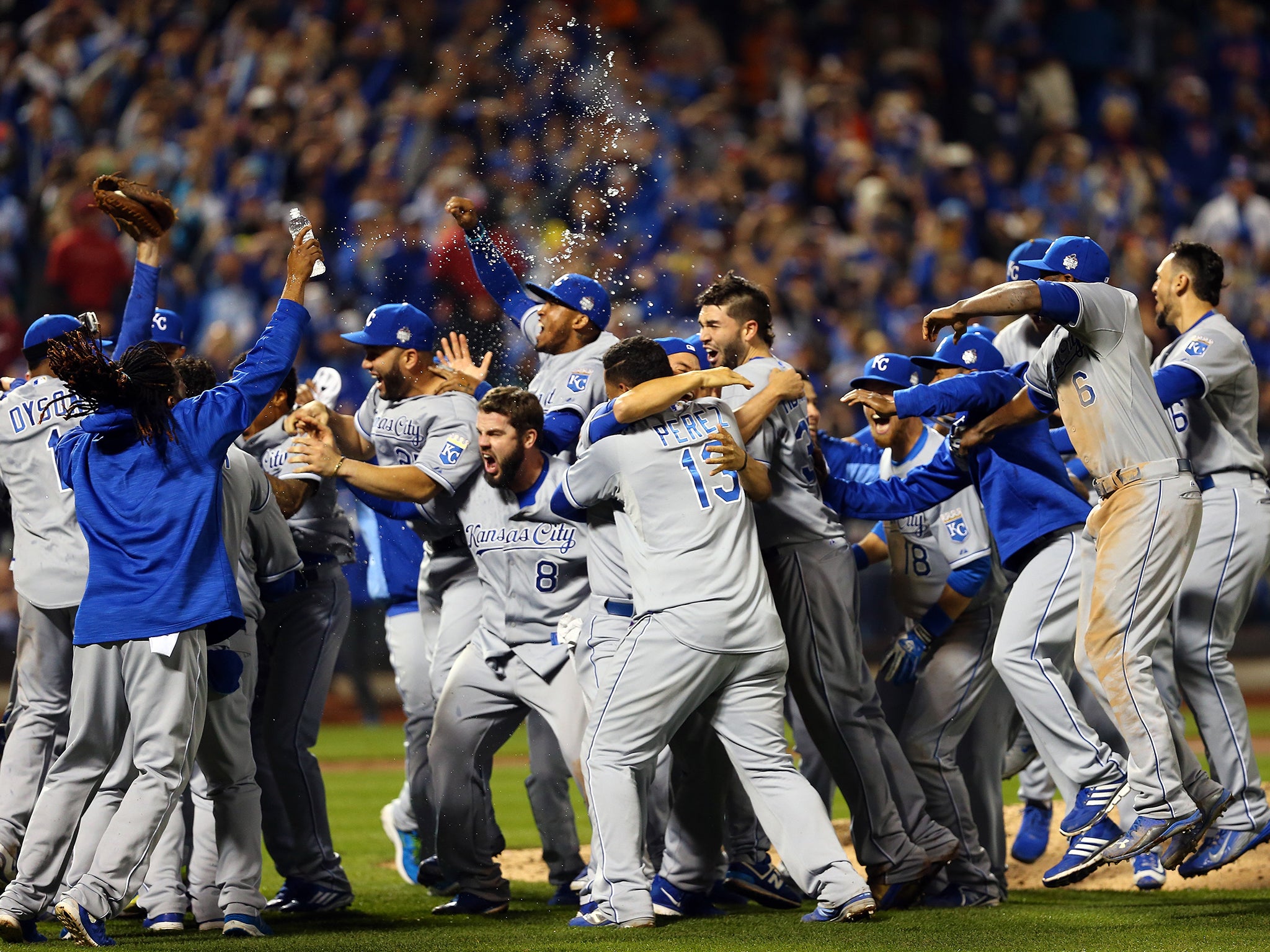 &#13;
Royals players are jubilant at the end of the game&#13;