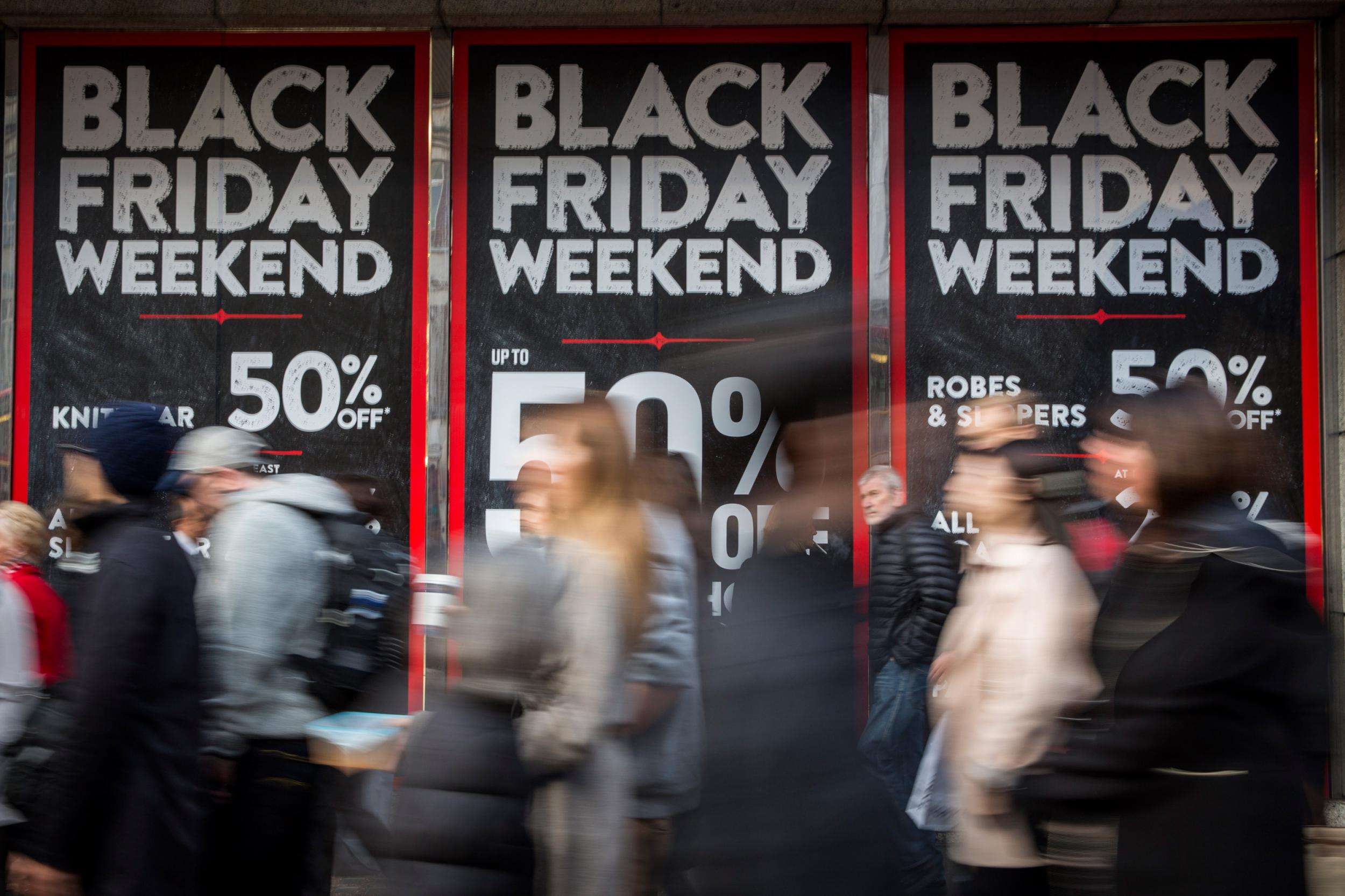 Black Friday shoppers look for deals on Oxford Street in London