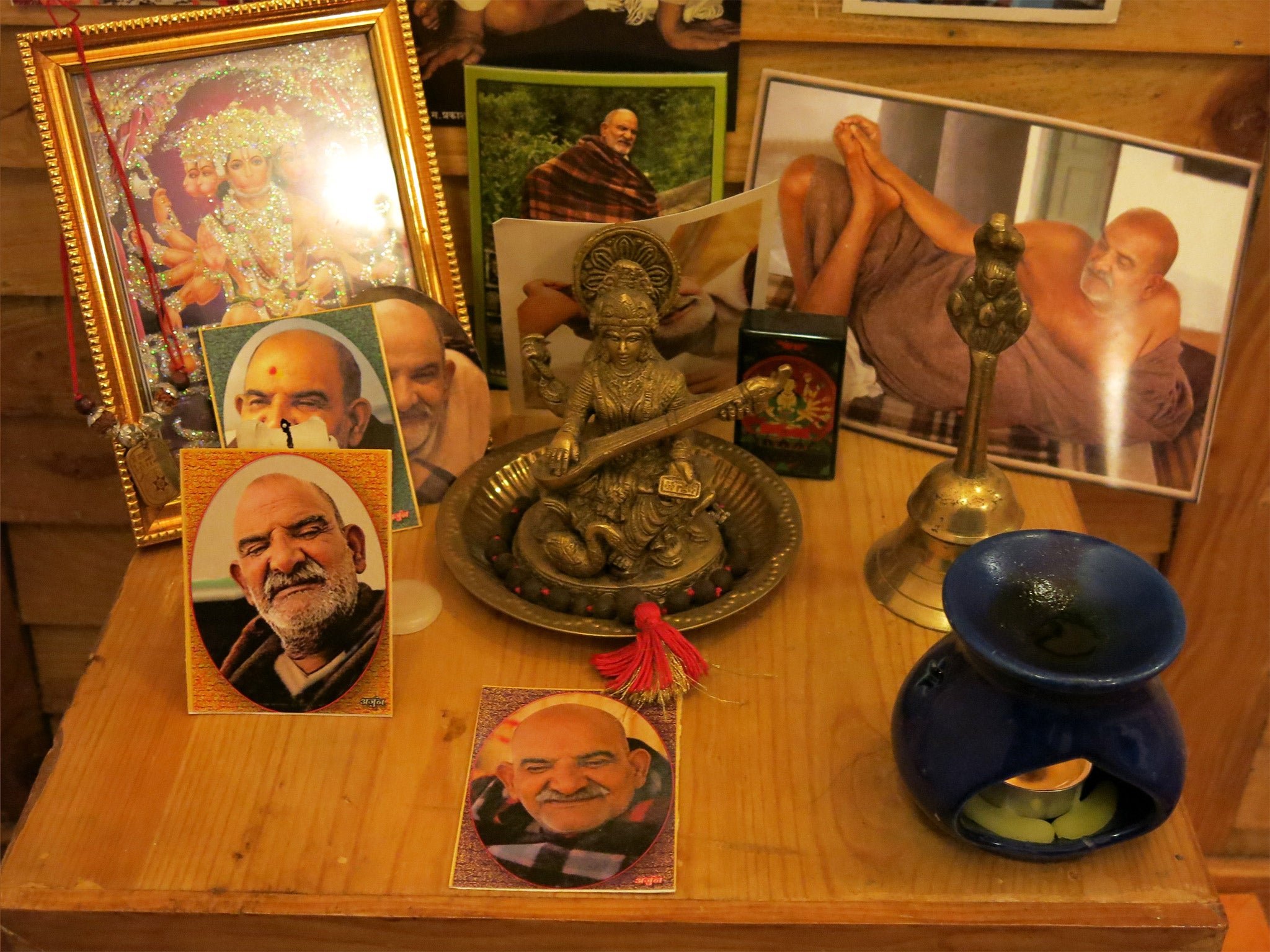 A shrine to the late guru Neem Karoli Baba