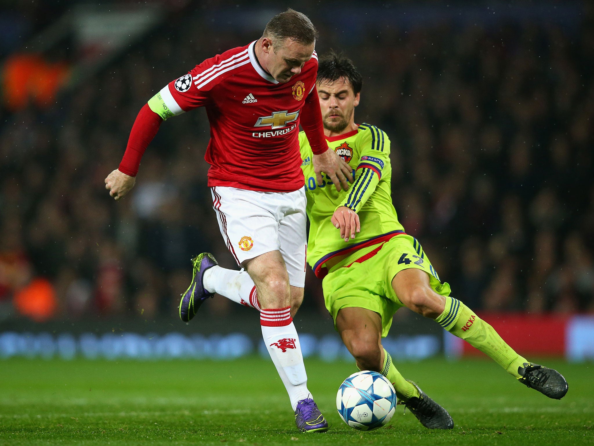 Wayne Rooney in action against CSKA Moscow