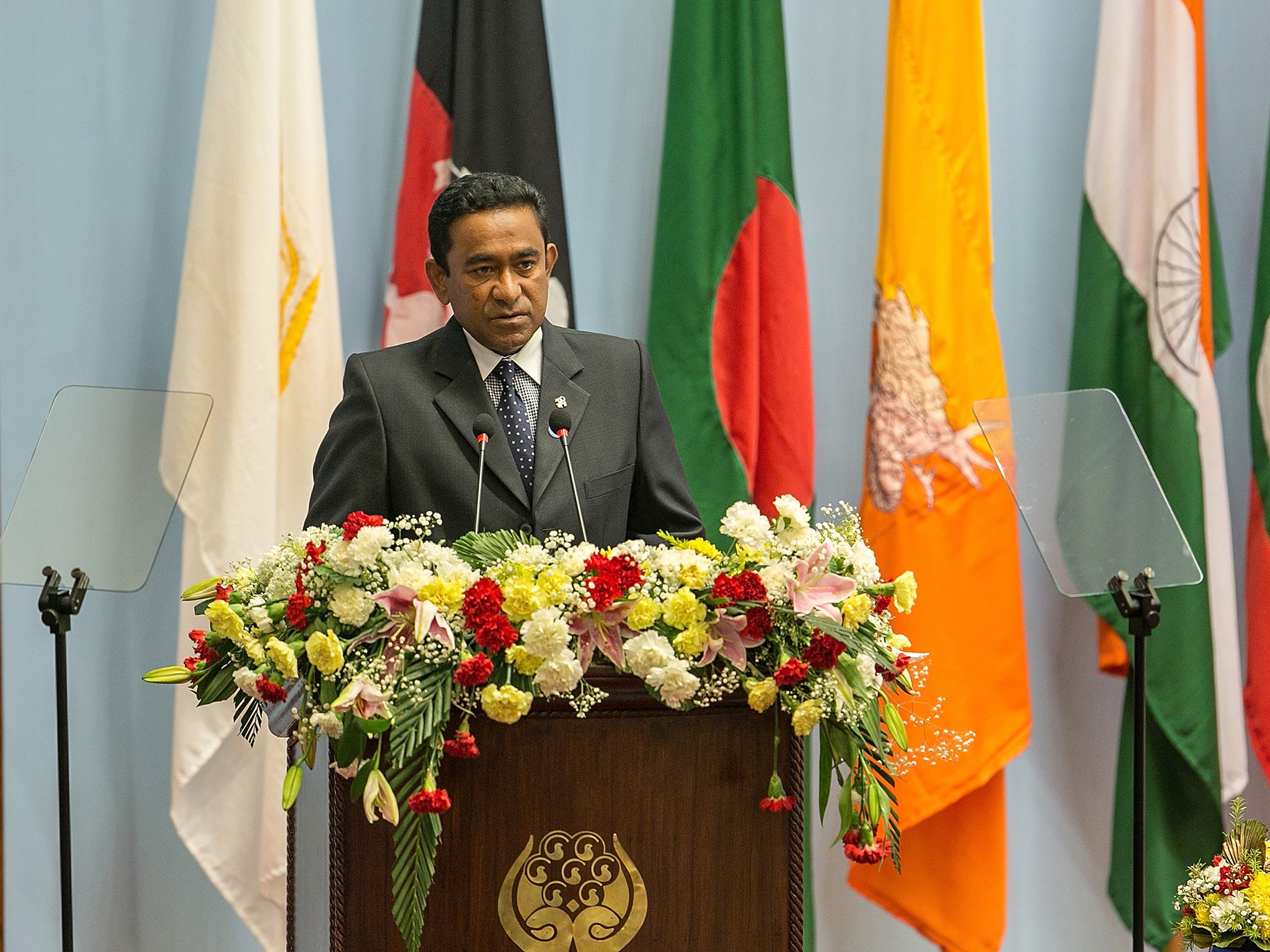 President Yameen Abdul Gayoom said an explosion last month on his speedboat was "an act of greed to attain power"