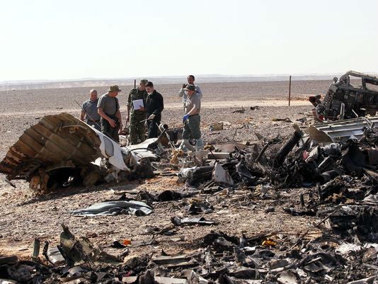 Wreckage at the scene in the Sinai