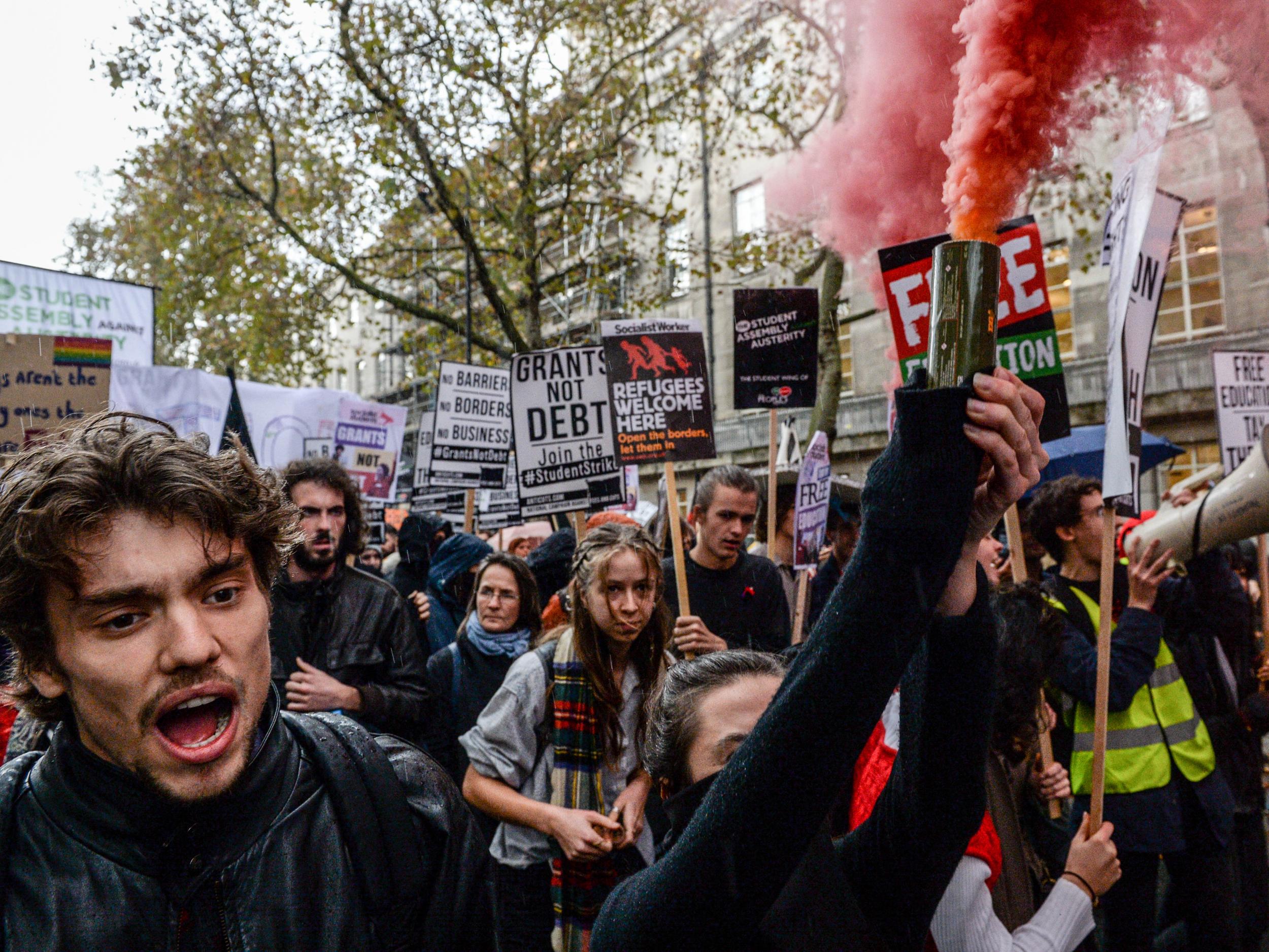 Students protest in London