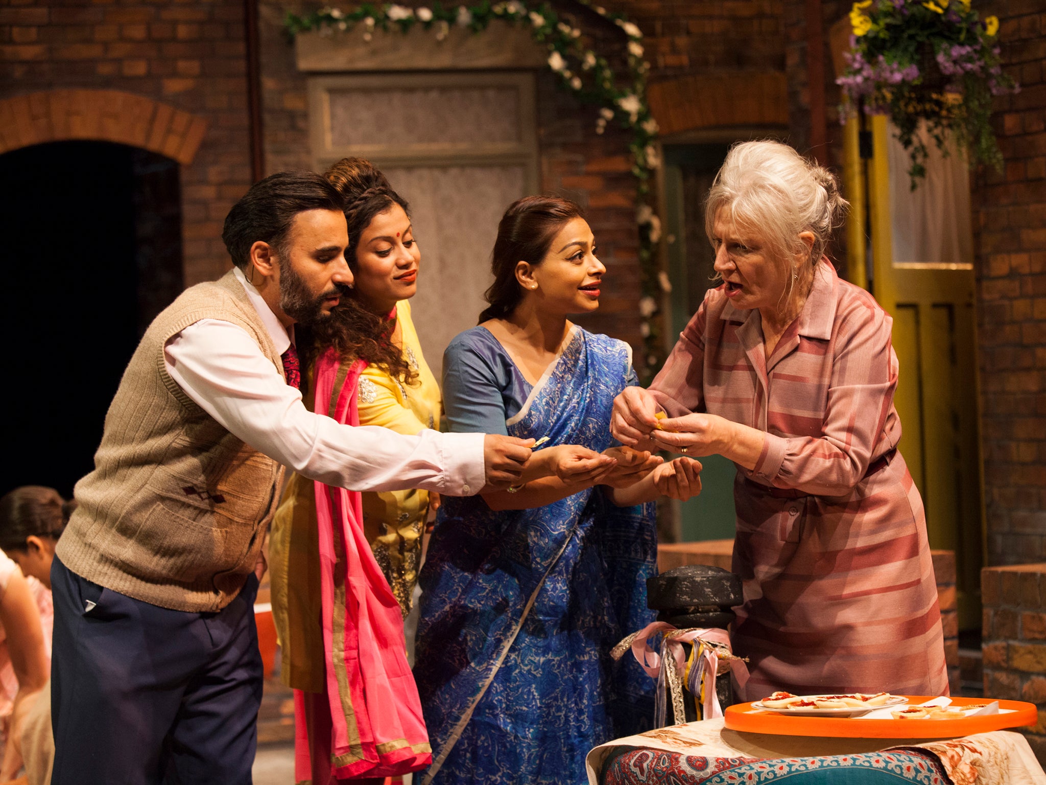 L-R, Ameet Chana (Shyam), Kiren Jogi (Aunty Shaila), Ayesha Dharker (Daljit) and Janice Connolly (Mrs Worrall).