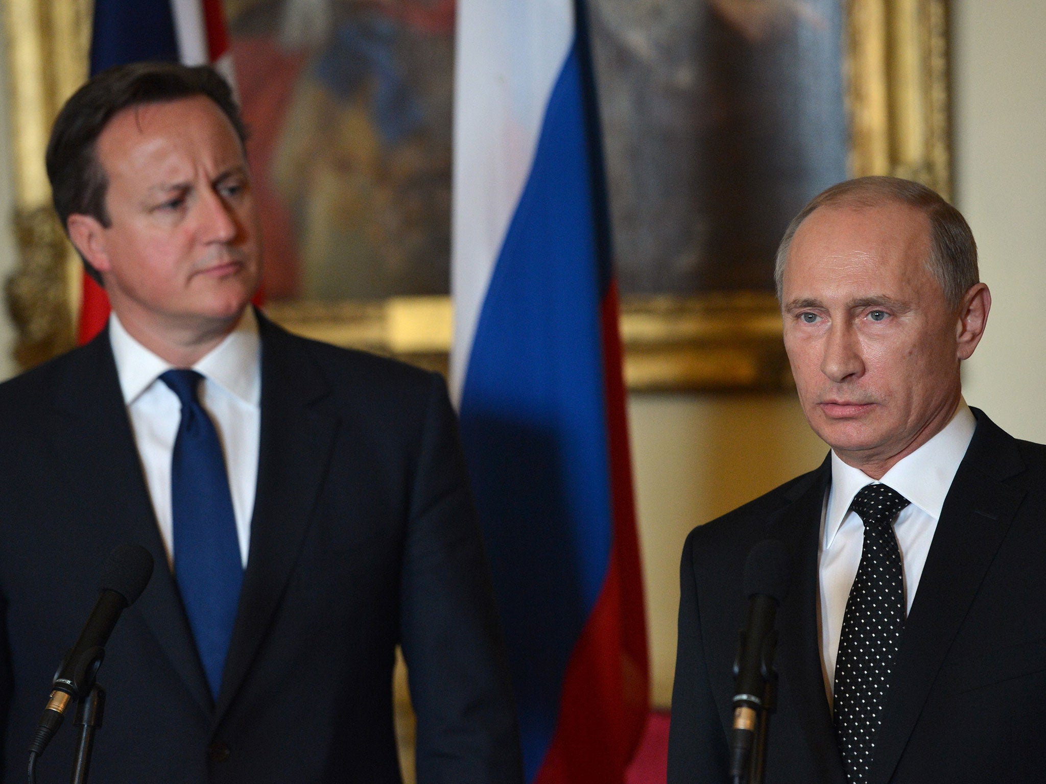 File: David Cameron and Vladimir Putin in No 10 Downing street 16 June, 2013