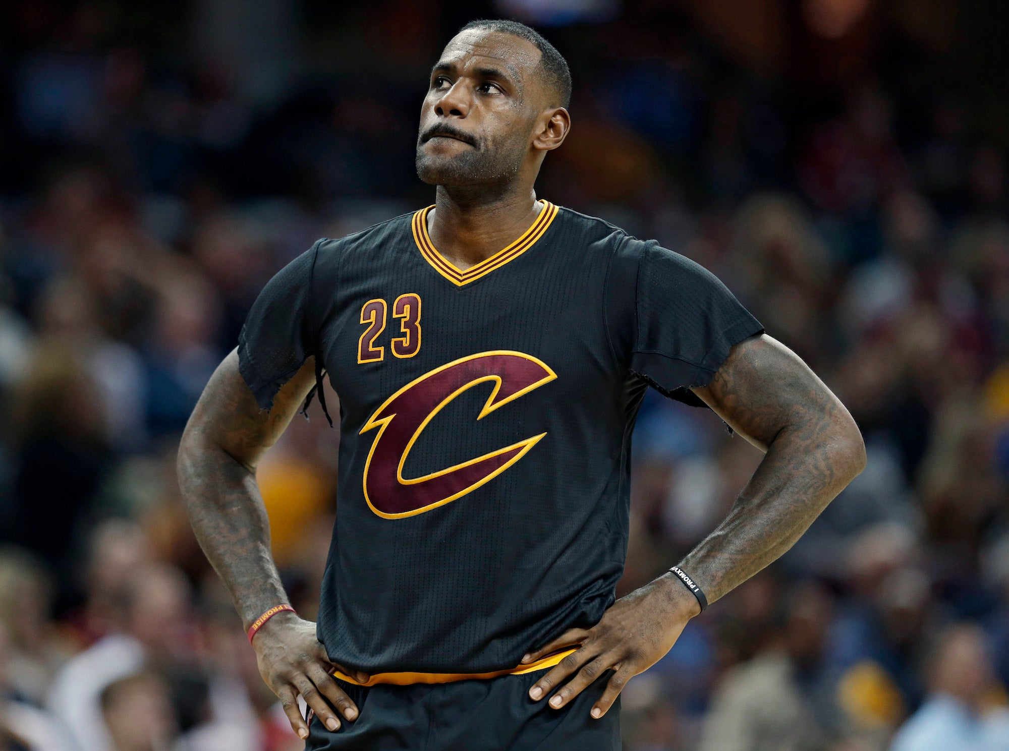 LeBron James thinks about burning his new jersey.