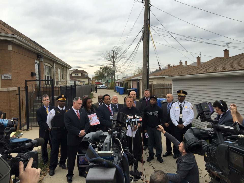 Police and the boy's family held a press conference in the alley where the boy was executed