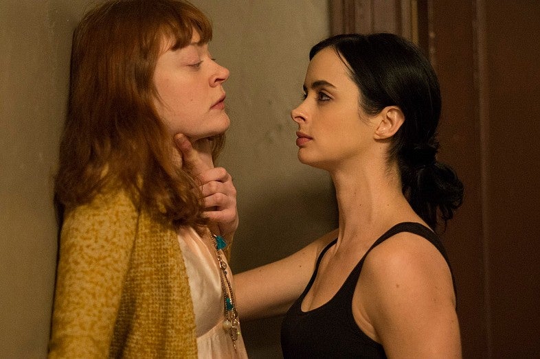 Colby Minifie and Krysten Ritter in Jessica Jones