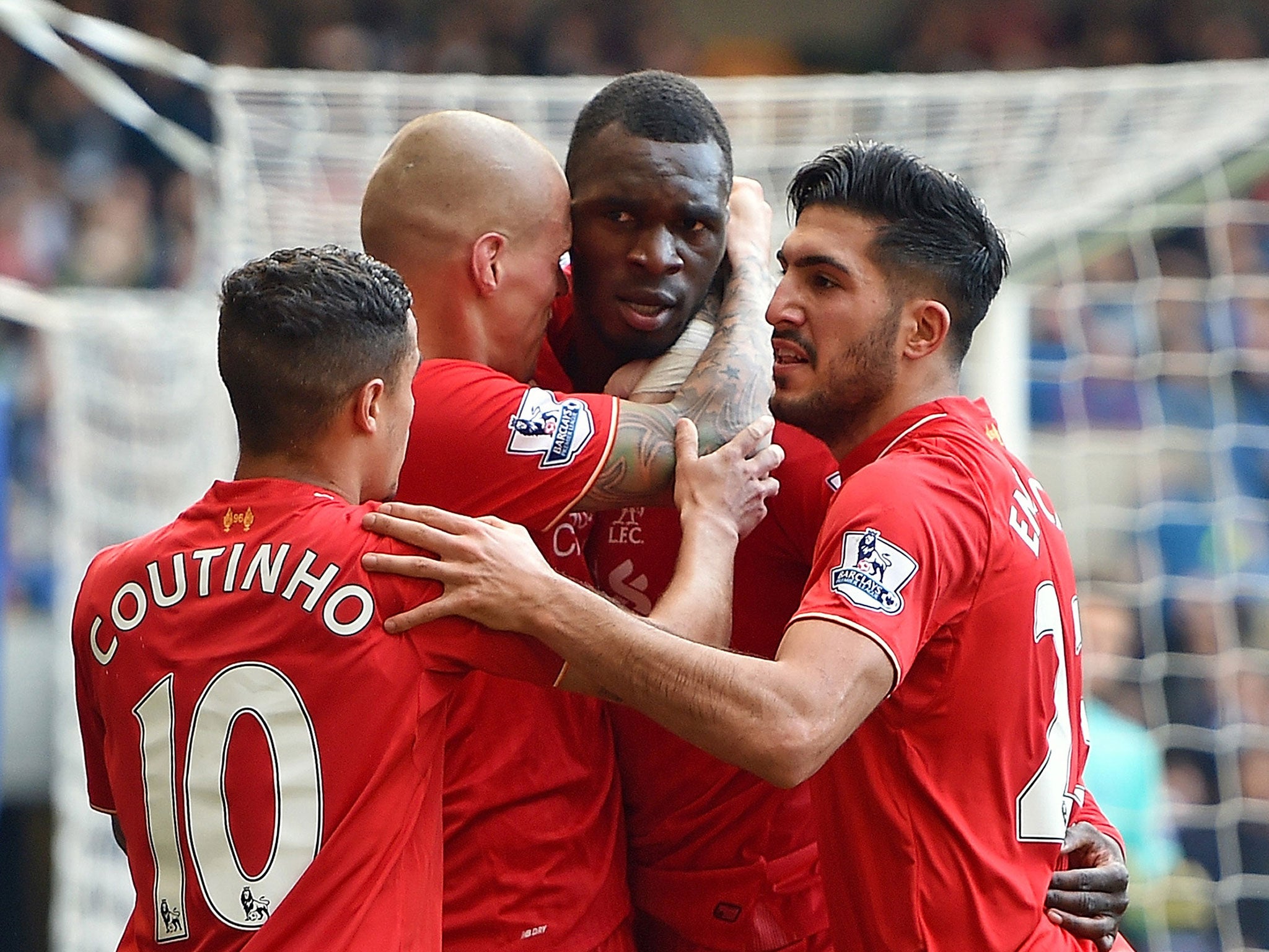 Christian Benteke celebrates his goal against Chelsea