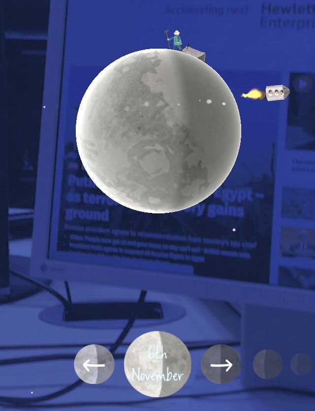 The augmented reality part of the app shows the moon's phases and dispenses some interesting facts