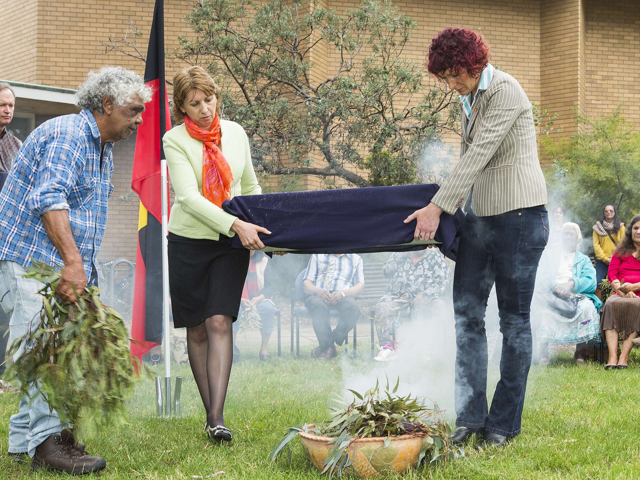 A traditional aboriginal smoking ceremony for remains of Mungo Man