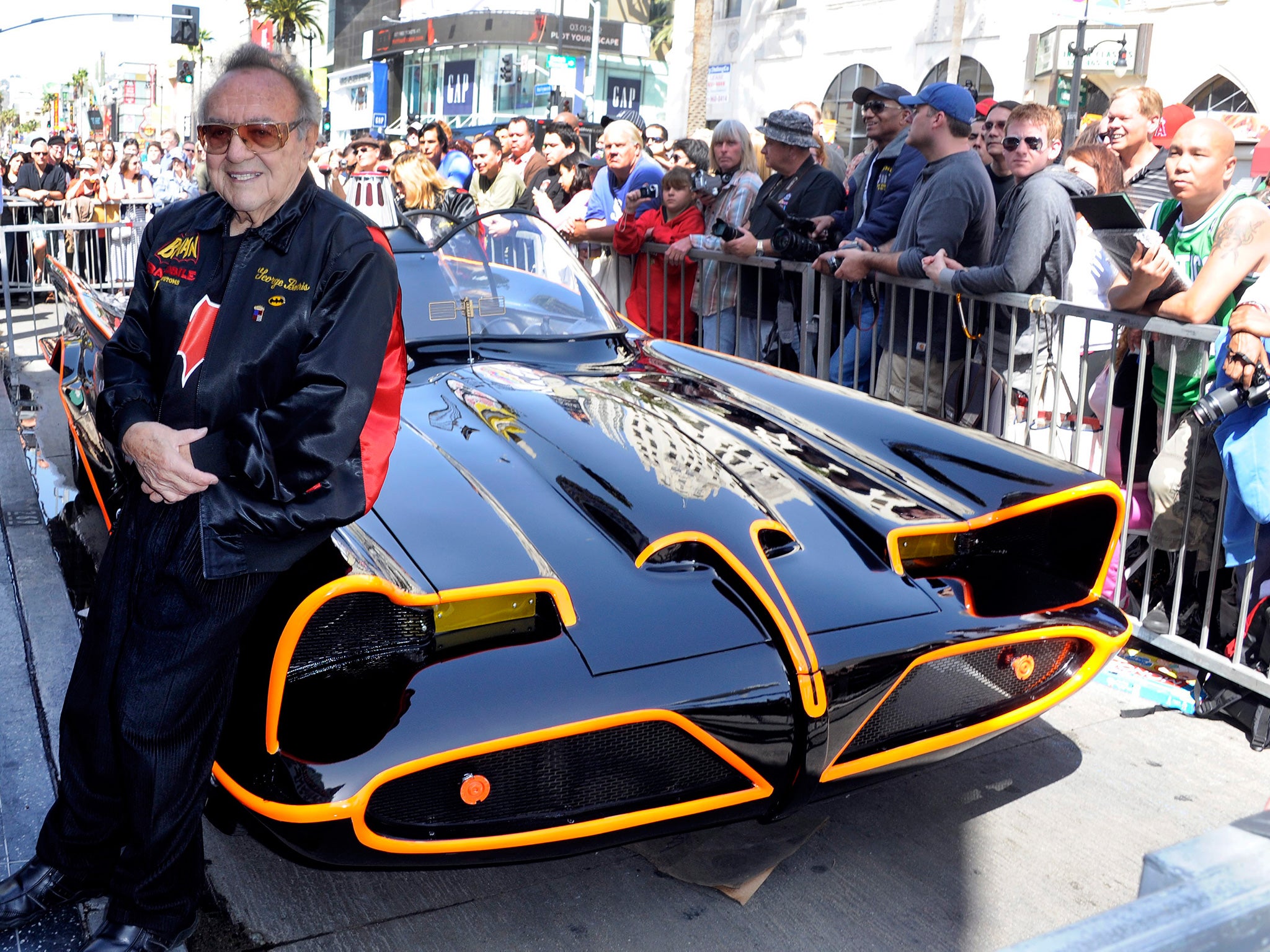 Barris with Batman’s car on the Hollywood Walk of Fame in April this year