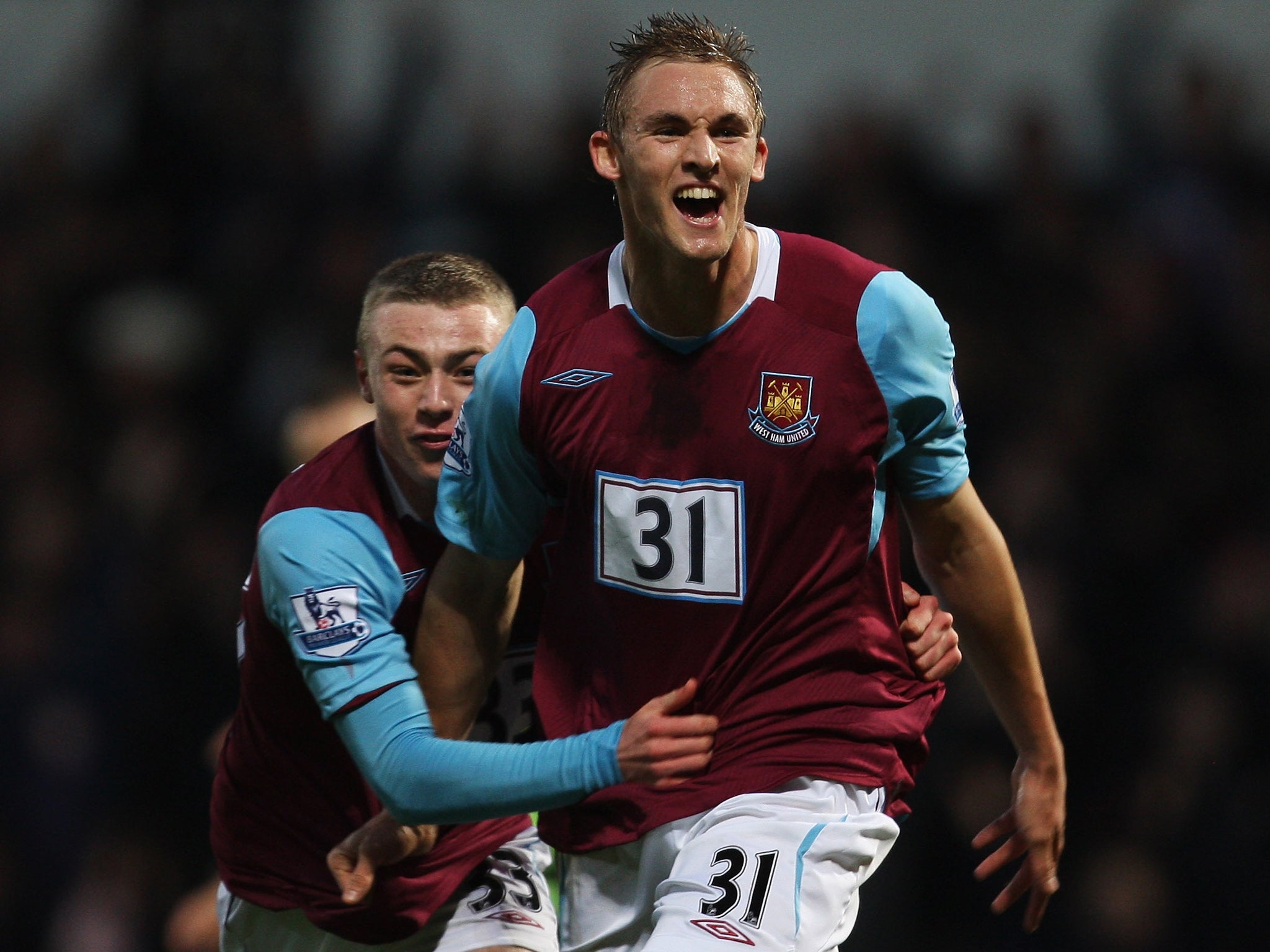 Jack Collison scoring for West Ham United in 2008