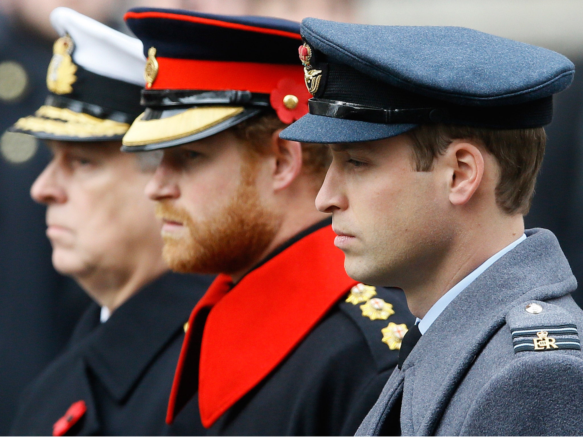 Prince William, Prince Harry and Prince Andrew attend the ceremony Getty Images