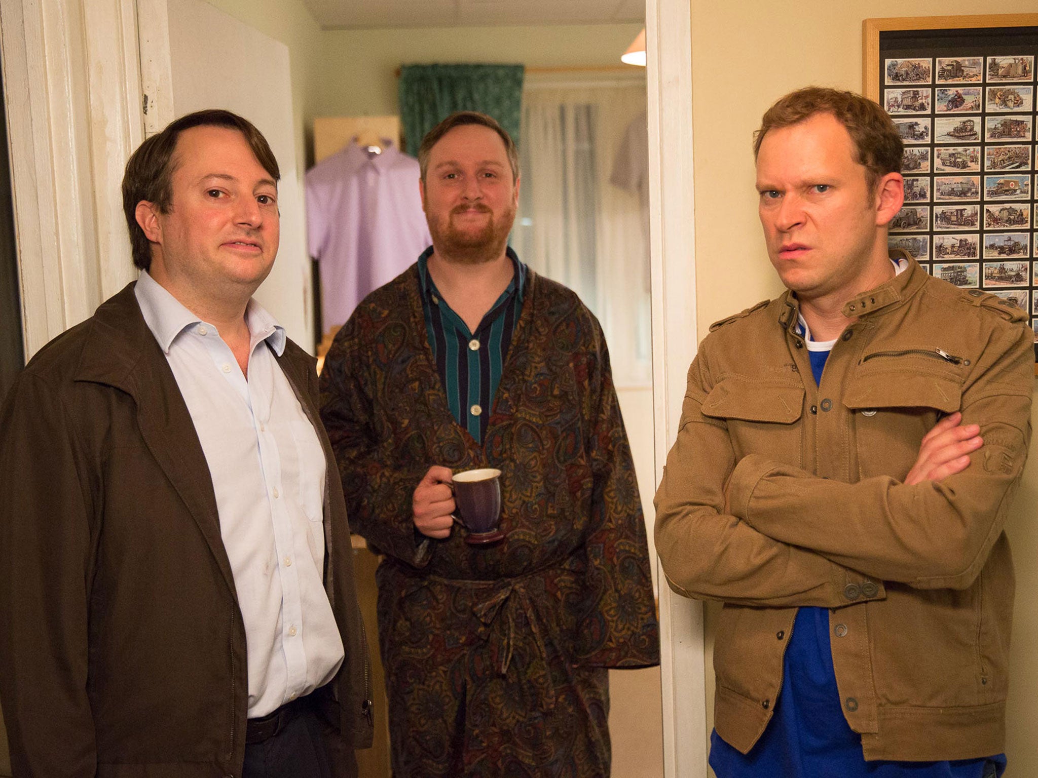 David Mitchell, left, and Robert Webb, right, with Tim Key, who appears in the third series of ‘Peep Show’