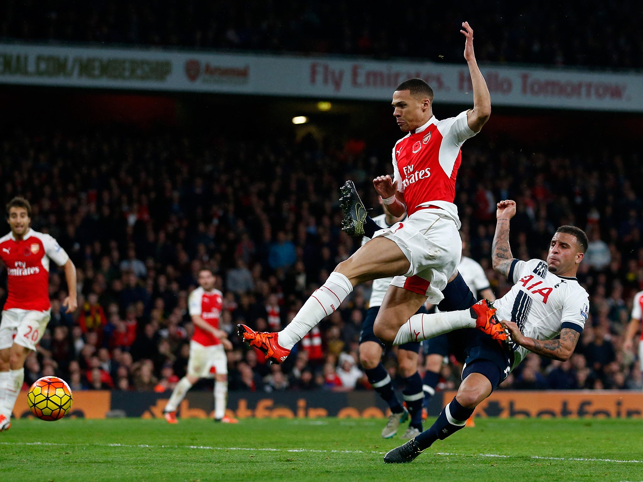 Kieran Gibbs steers the ball home to equalise